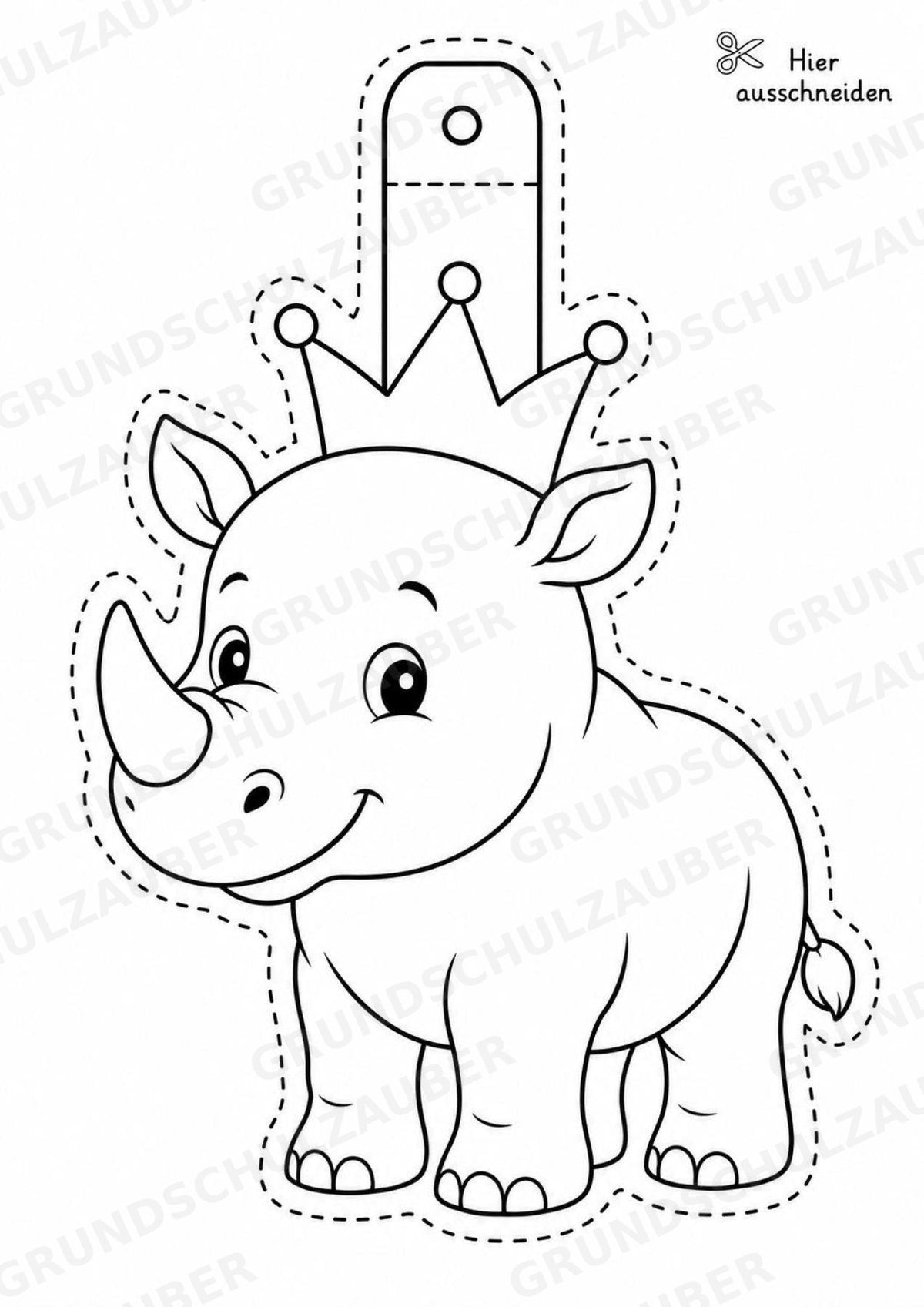 Nashorn – Fensterdeko – Basteln – Ausmalbild – Ausschneiden – 15 Vorlagen – Materialseite 11