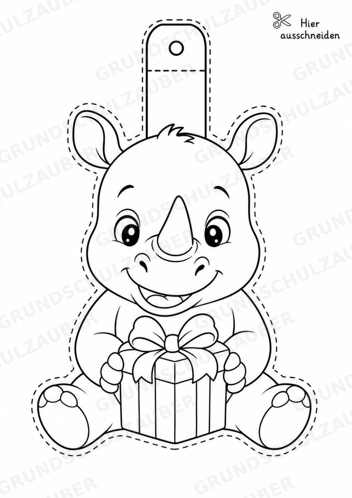 Nashorn – Fensterdeko – Basteln – Ausmalbild – Ausschneiden – 15 Vorlagen – Materialseite 12