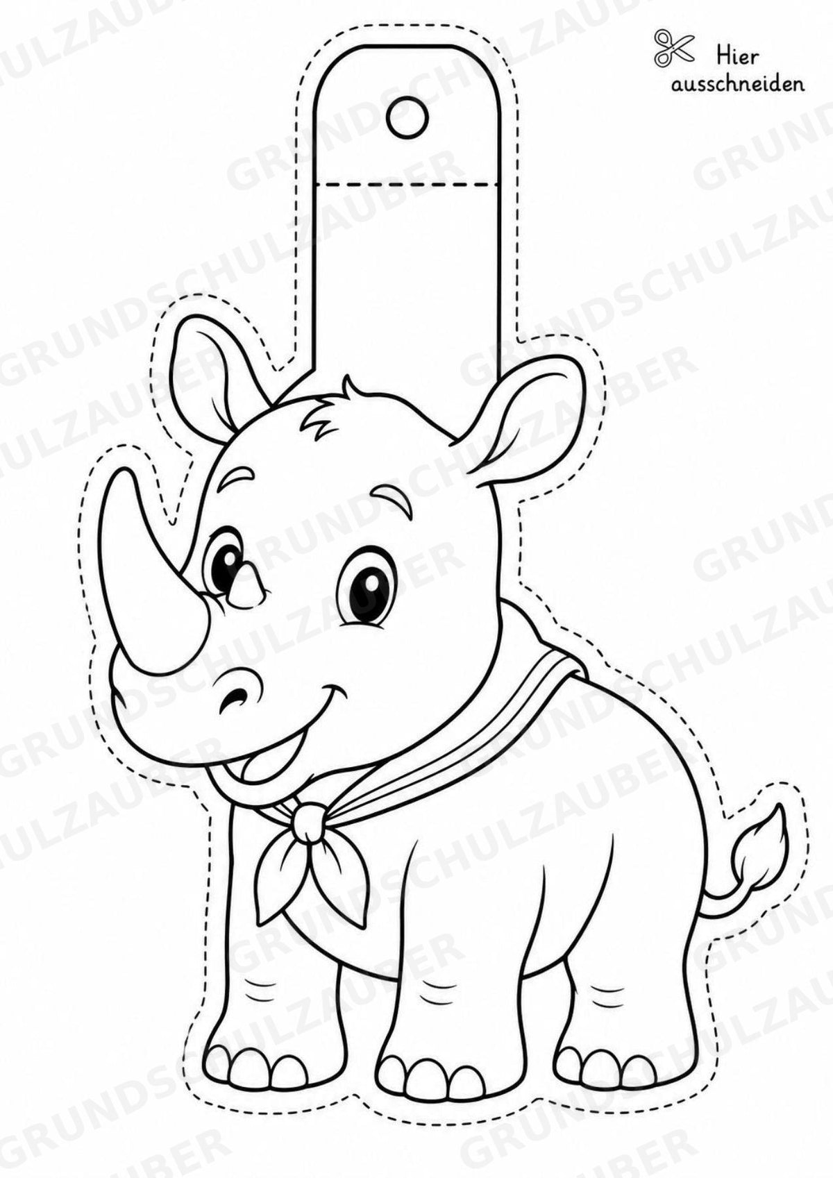 Nashorn – Fensterdeko – Basteln – Ausmalbild – Ausschneiden – 15 Vorlagen – Materialseite 14