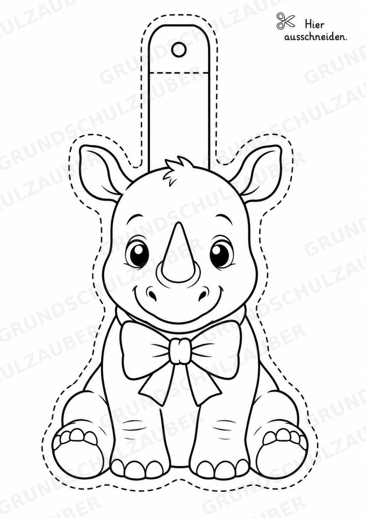 Nashorn – Fensterdeko – Basteln – Ausmalbild – Ausschneiden – 15 Vorlagen – Materialseite 15