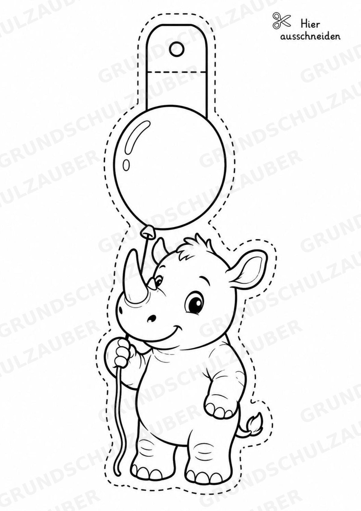 Nashorn – Fensterdeko – Basteln – Ausmalbild – Ausschneiden – 15 Vorlagen – Materialseite 16