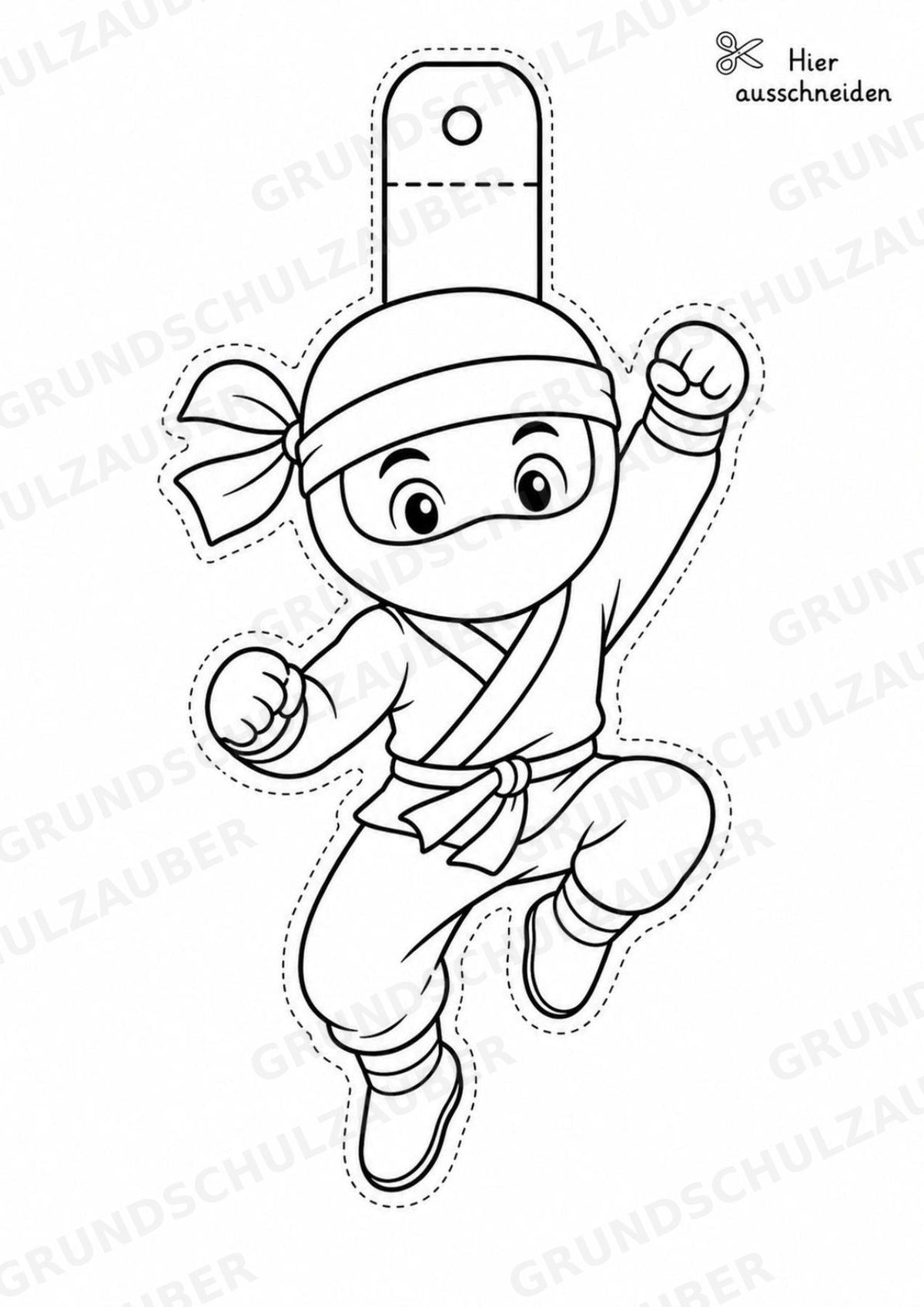 Ninja – Fensterdeko – Basteln – Ausmalbild – Ausschneiden – 15 Vorlagen – Materialseite 2
