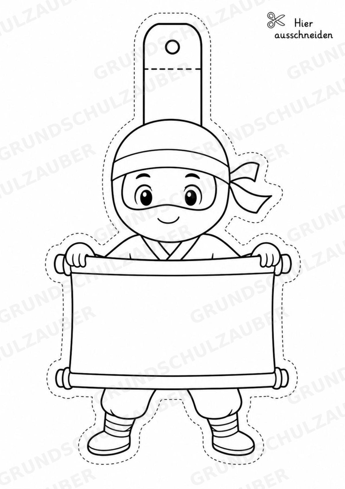 Ninja – Fensterdeko – Basteln – Ausmalbild – Ausschneiden – 15 Vorlagen – Materialseite 4