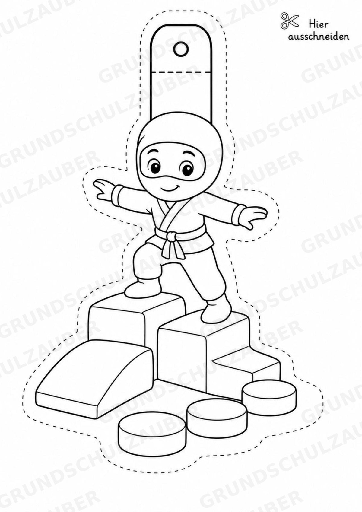 Ninja – Fensterdeko – Basteln – Ausmalbild – Ausschneiden – 15 Vorlagen – Materialseite 6