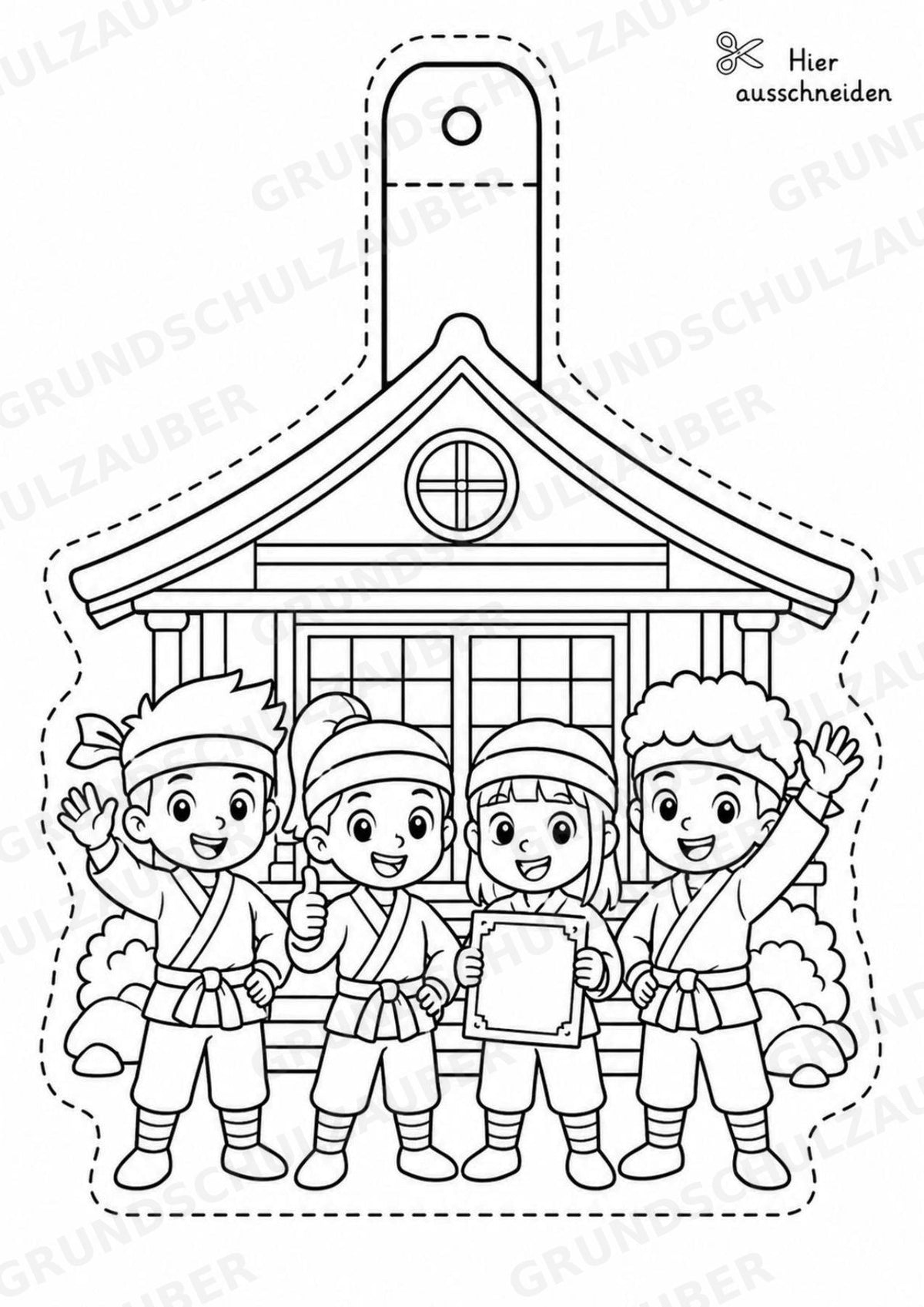 Ninja – Fensterdeko – Basteln – Ausmalbild – Ausschneiden – 15 Vorlagen – Materialseite 16