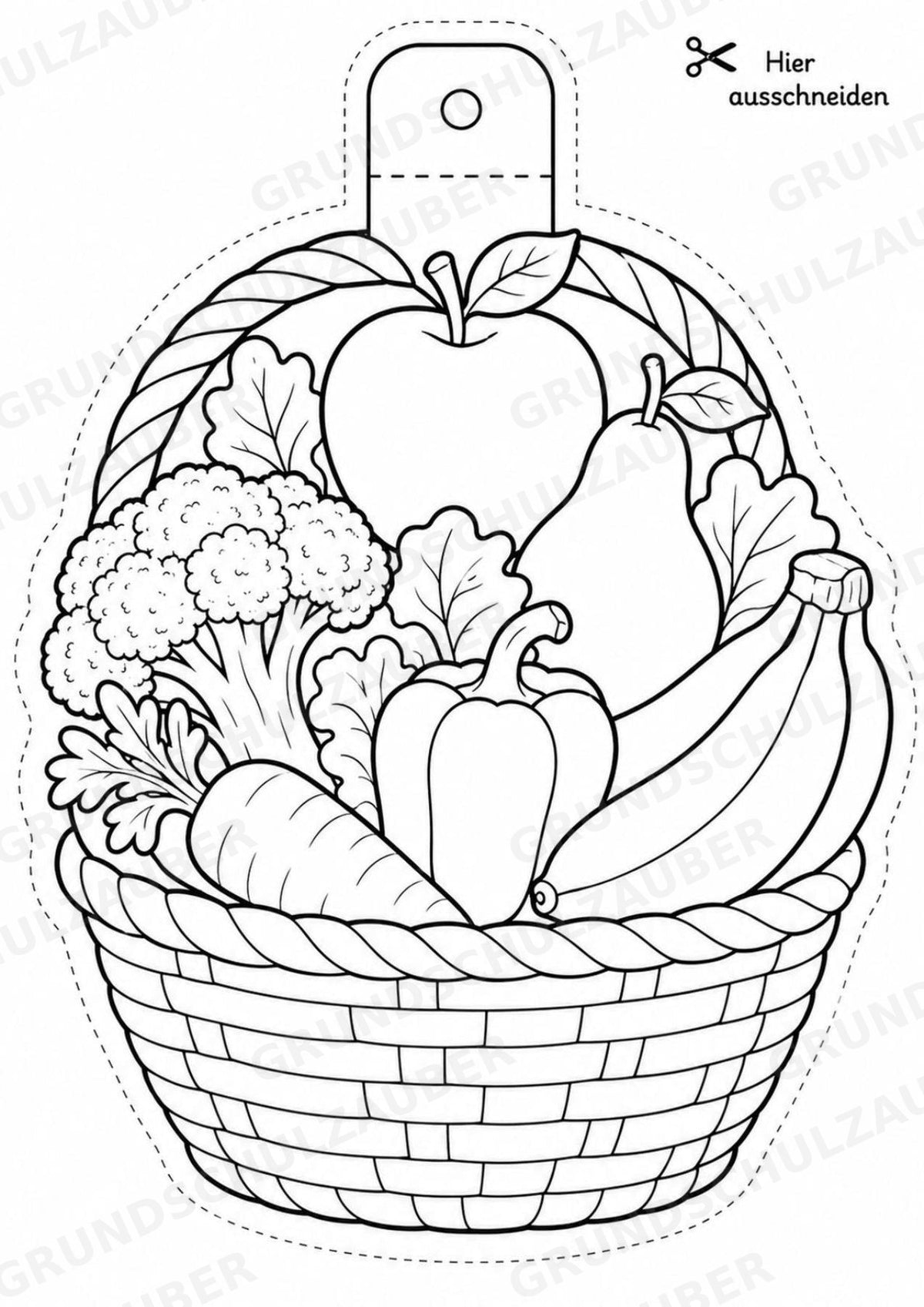 Obst und Gemüse – Fensterdeko – Basteln – Ausmalbild – Ausschneiden – 15 Vorlagen – Materialseite 2