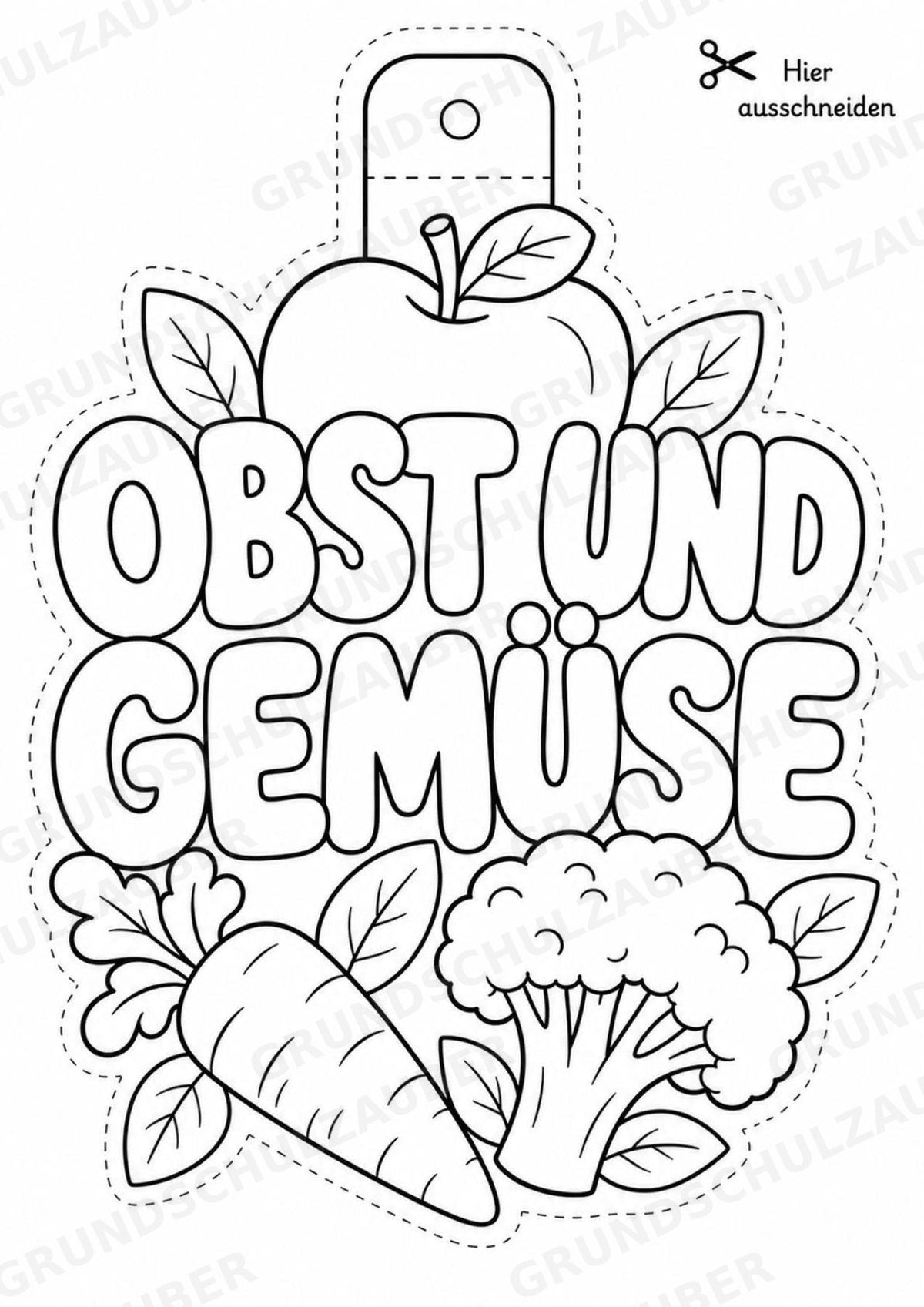 Obst und Gemüse – Fensterdeko – Basteln – Ausmalbild – Ausschneiden – 15 Vorlagen – Materialseite 3