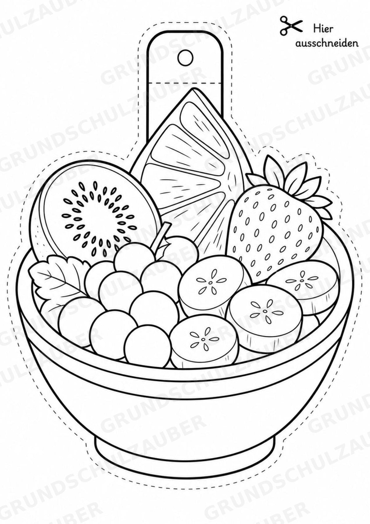 Obst und Gemüse – Fensterdeko – Basteln – Ausmalbild – Ausschneiden – 15 Vorlagen – Materialseite 10