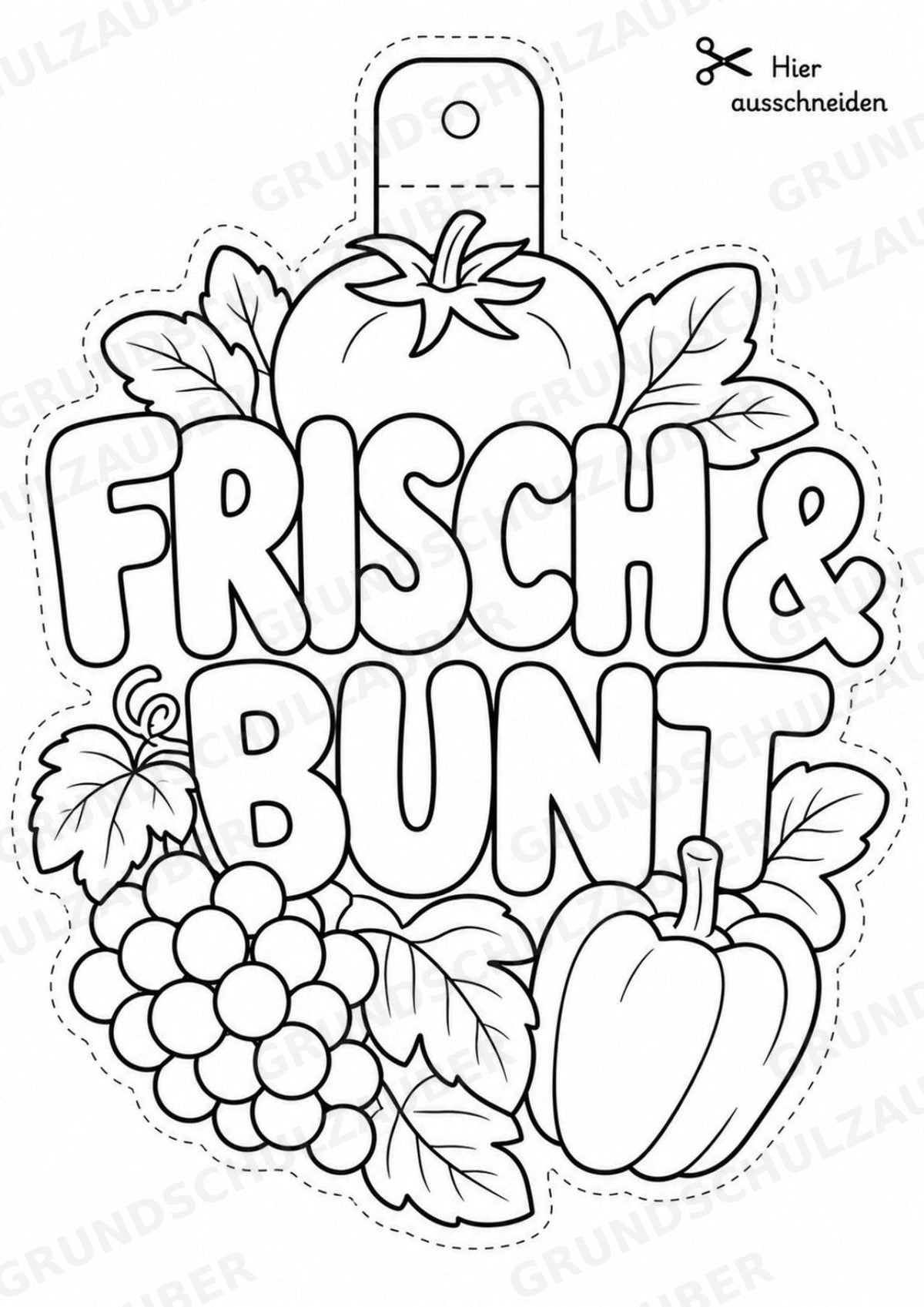 Obst und Gemüse – Fensterdeko – Basteln – Ausmalbild – Ausschneiden – 15 Vorlagen – Materialseite 11