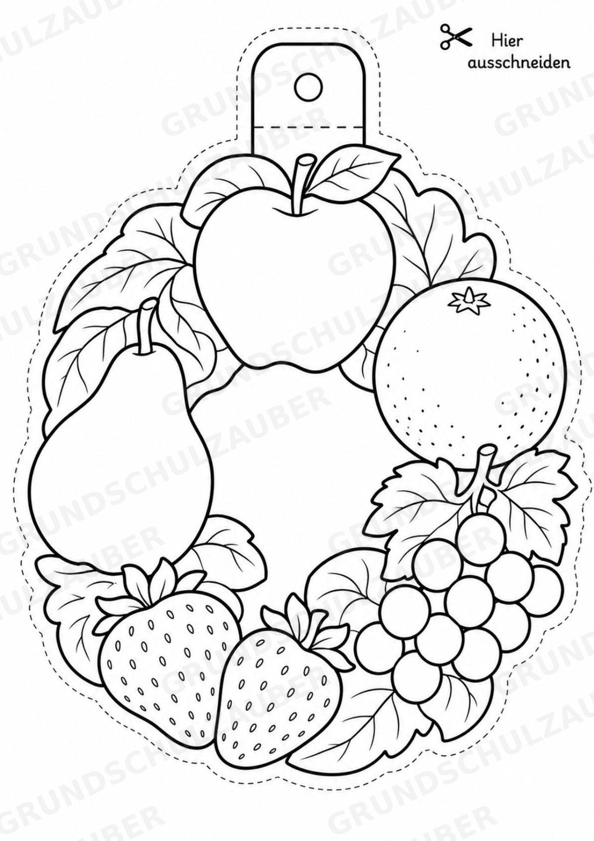 Obst und Gemüse – Fensterdeko – Basteln – Ausmalbild – Ausschneiden – 15 Vorlagen – Materialseite 16