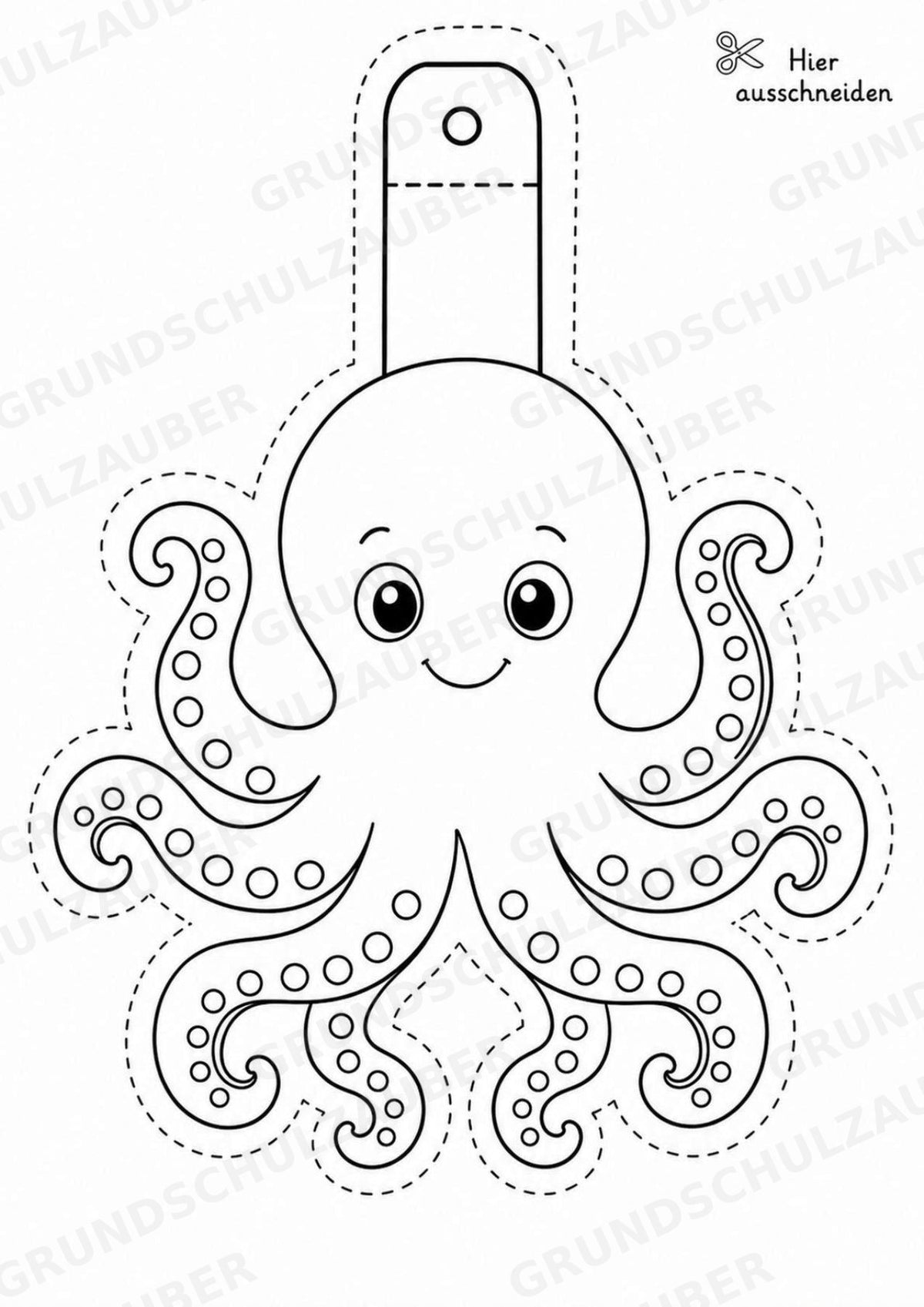 Oktopus – Fensterdeko – Basteln – Ausmalbild – Ausschneiden – 15 Vorlagen – Materialseite 2
