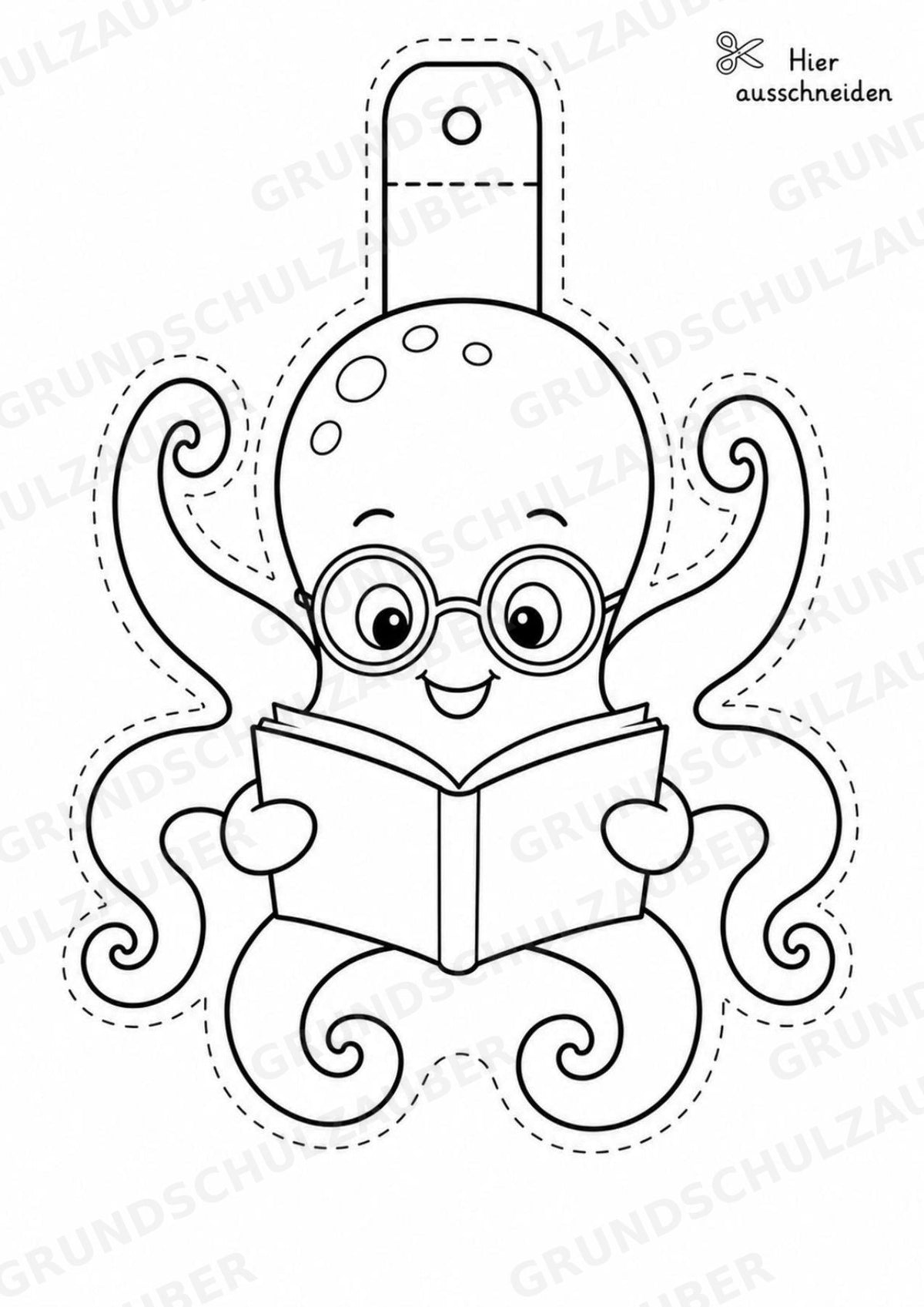 Oktopus – Fensterdeko – Basteln – Ausmalbild – Ausschneiden – 15 Vorlagen – Materialseite 3