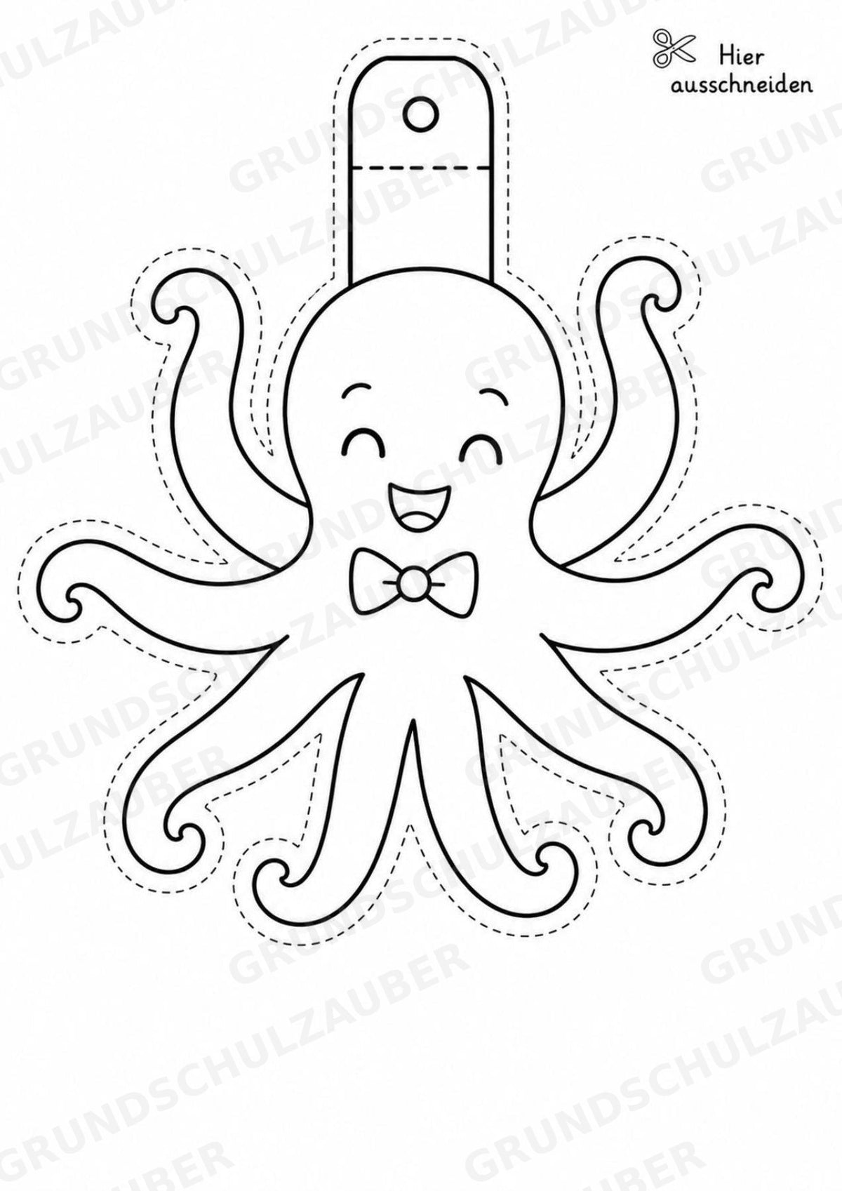 Oktopus – Fensterdeko – Basteln – Ausmalbild – Ausschneiden – 15 Vorlagen – Materialseite 4