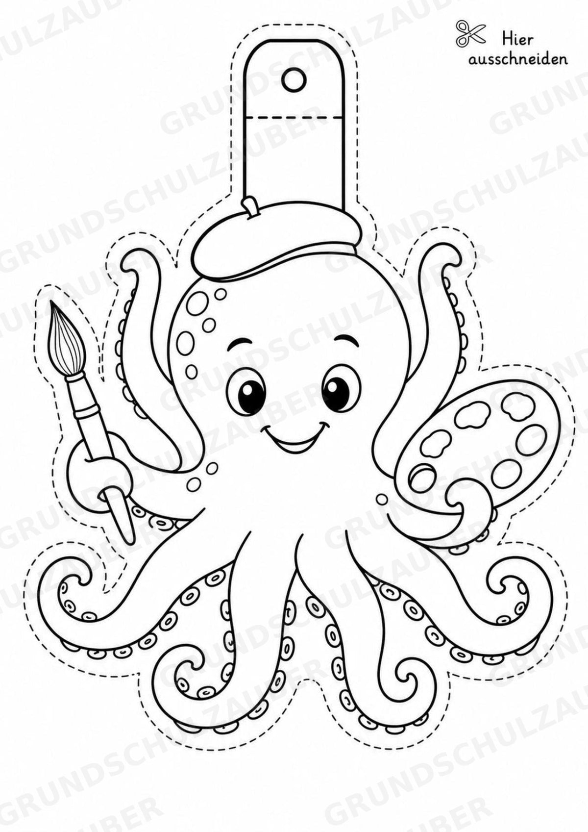 Oktopus – Fensterdeko – Basteln – Ausmalbild – Ausschneiden – 15 Vorlagen – Materialseite 5