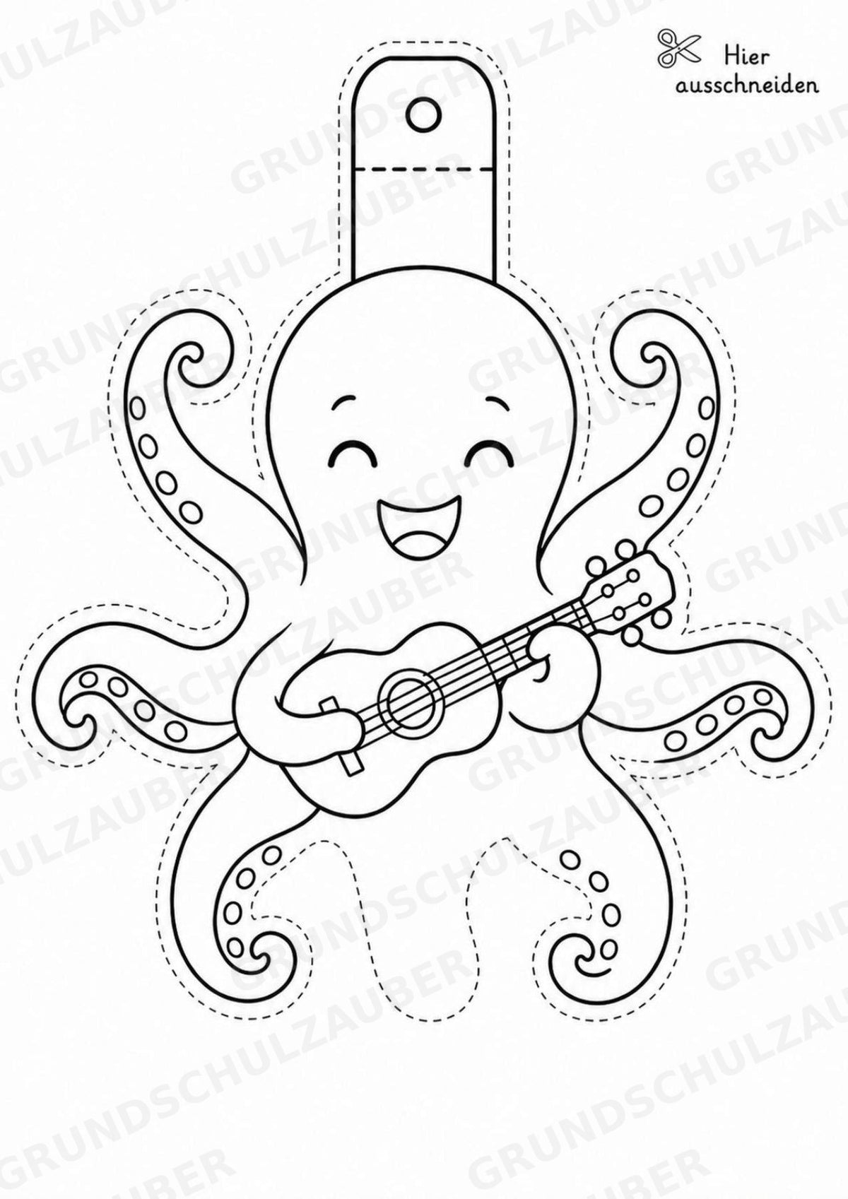 Oktopus – Fensterdeko – Basteln – Ausmalbild – Ausschneiden – 15 Vorlagen – Materialseite 6