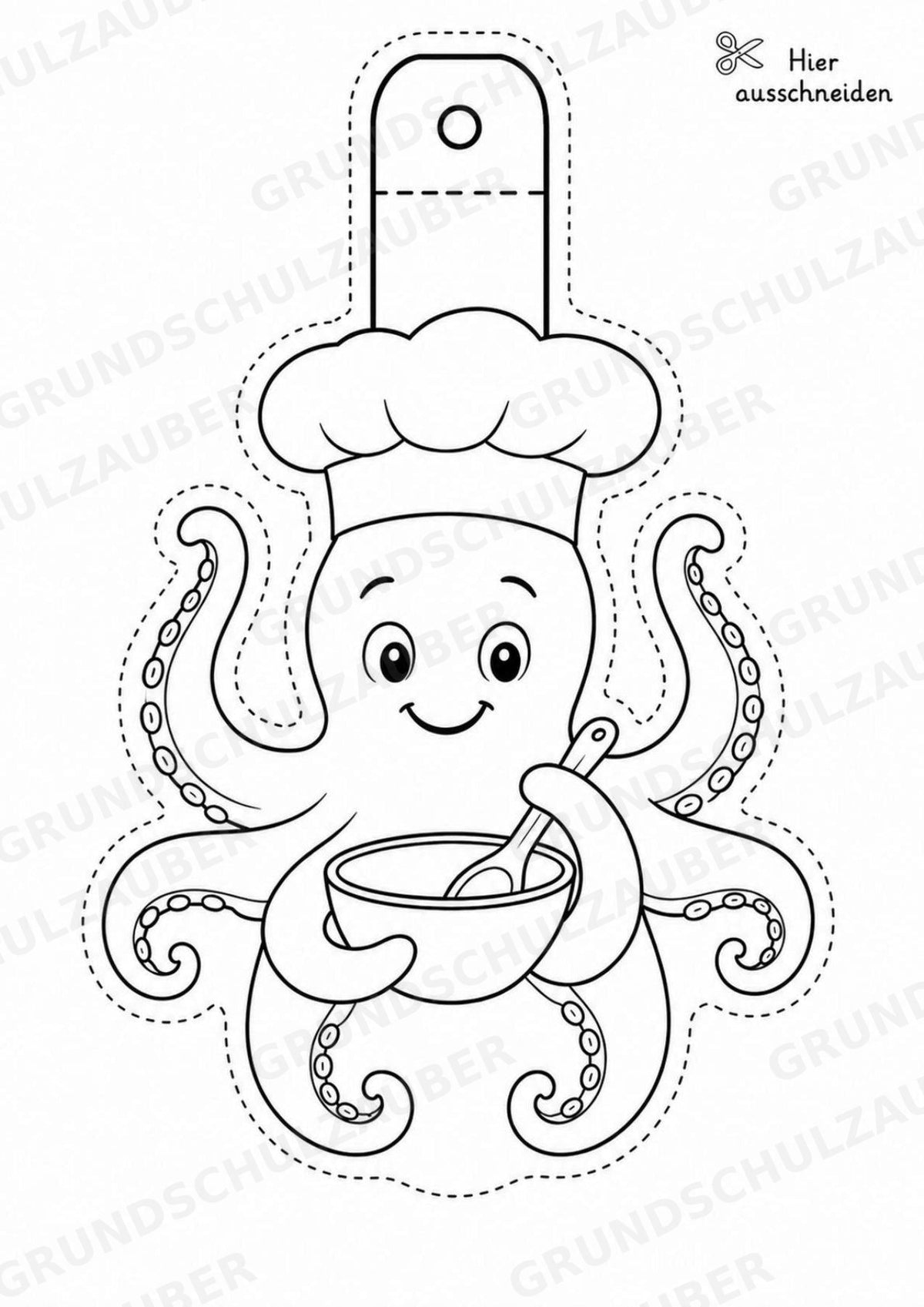 Oktopus – Fensterdeko – Basteln – Ausmalbild – Ausschneiden – 15 Vorlagen – Materialseite 7