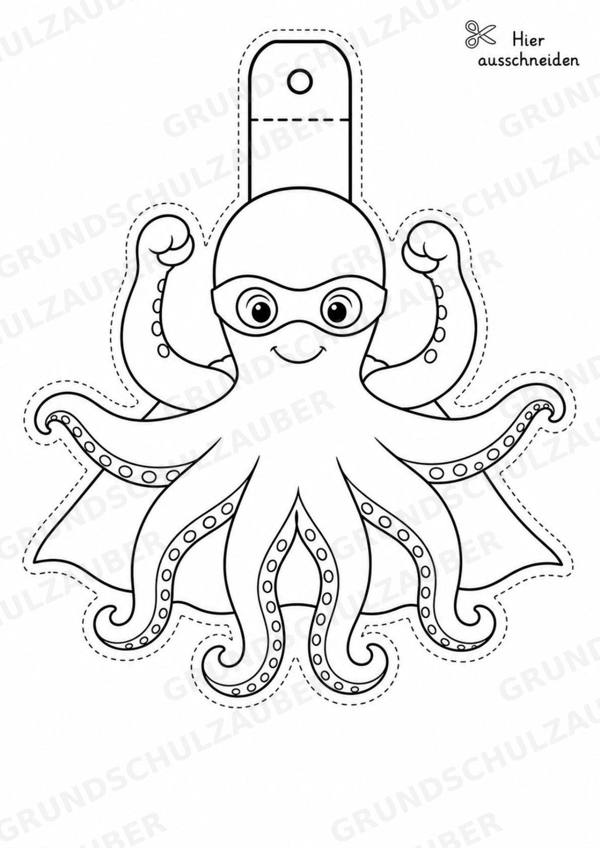 Oktopus – Fensterdeko – Basteln – Ausmalbild – Ausschneiden – 15 Vorlagen – Materialseite 8