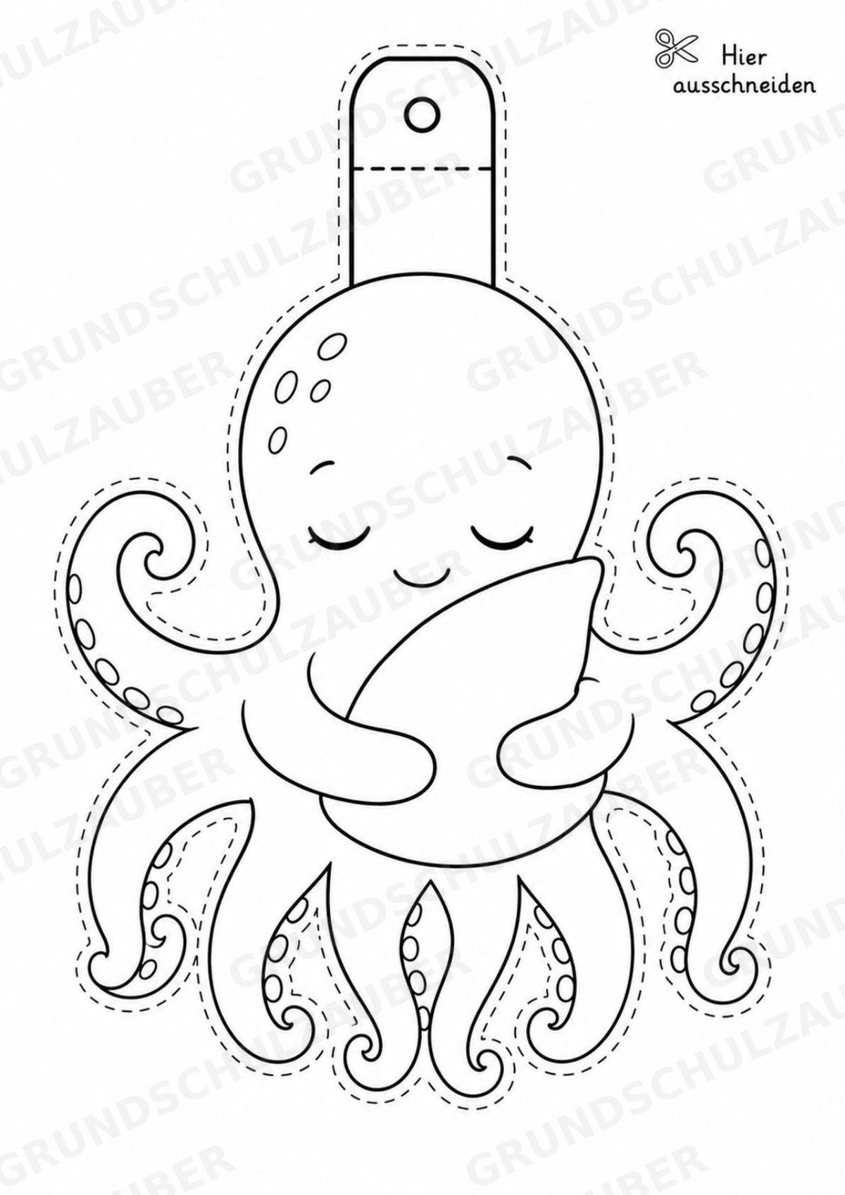 Oktopus – Fensterdeko – Basteln – Ausmalbild – Ausschneiden – 15 Vorlagen – Materialseite 9