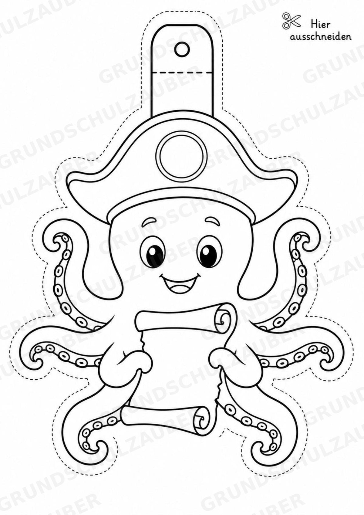 Oktopus – Fensterdeko – Basteln – Ausmalbild – Ausschneiden – 15 Vorlagen – Materialseite 10