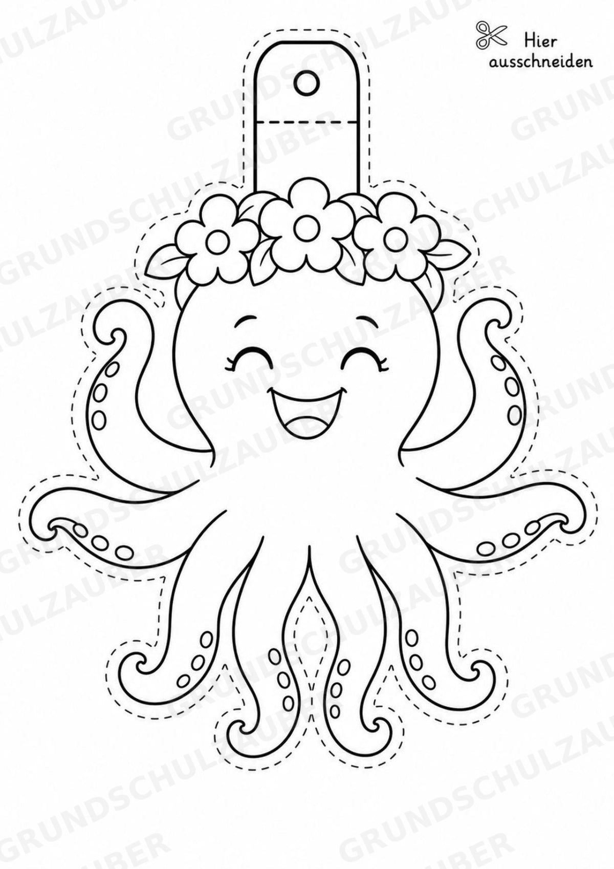 Oktopus – Fensterdeko – Basteln – Ausmalbild – Ausschneiden – 15 Vorlagen – Materialseite 11