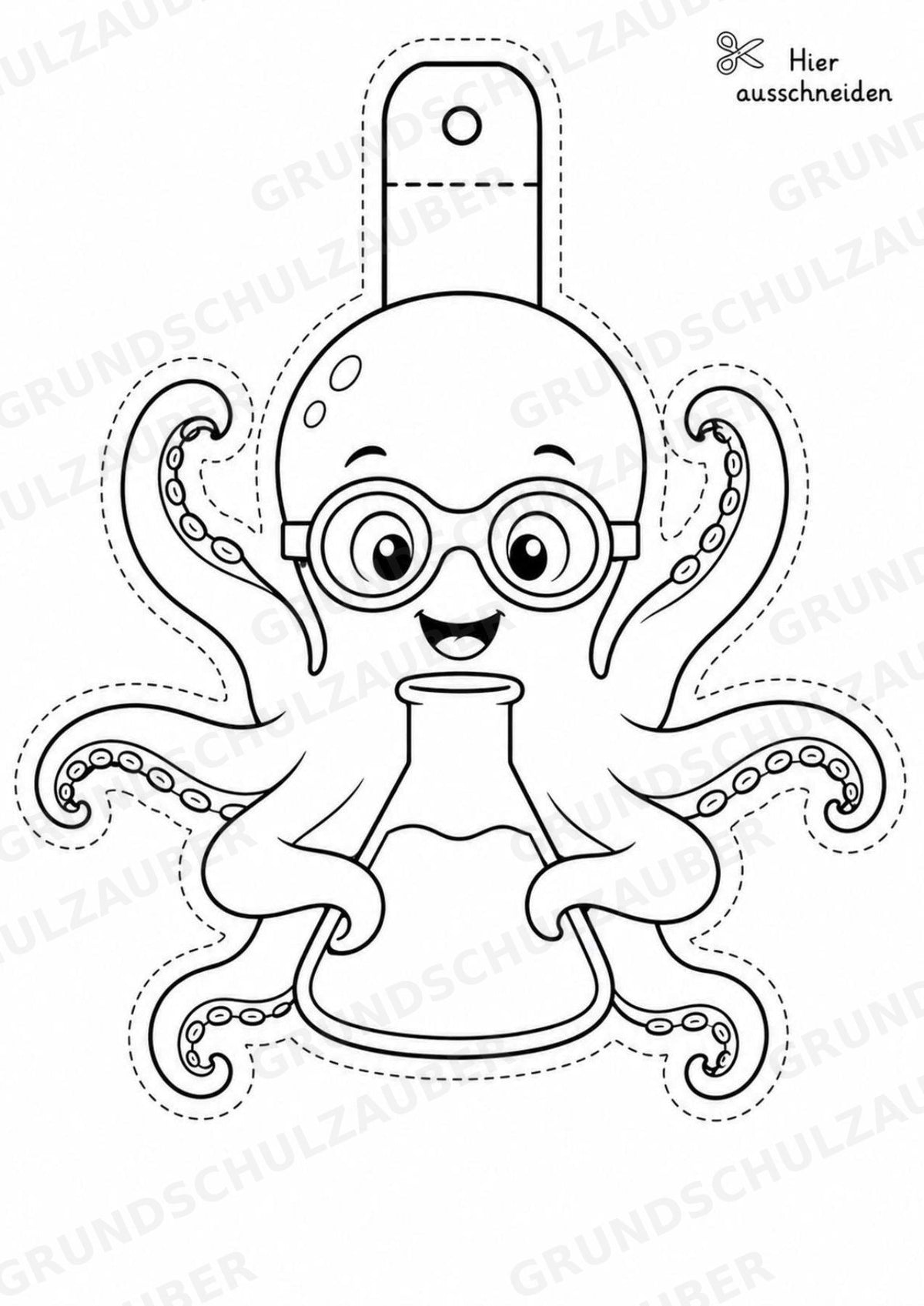 Oktopus – Fensterdeko – Basteln – Ausmalbild – Ausschneiden – 15 Vorlagen – Materialseite 12