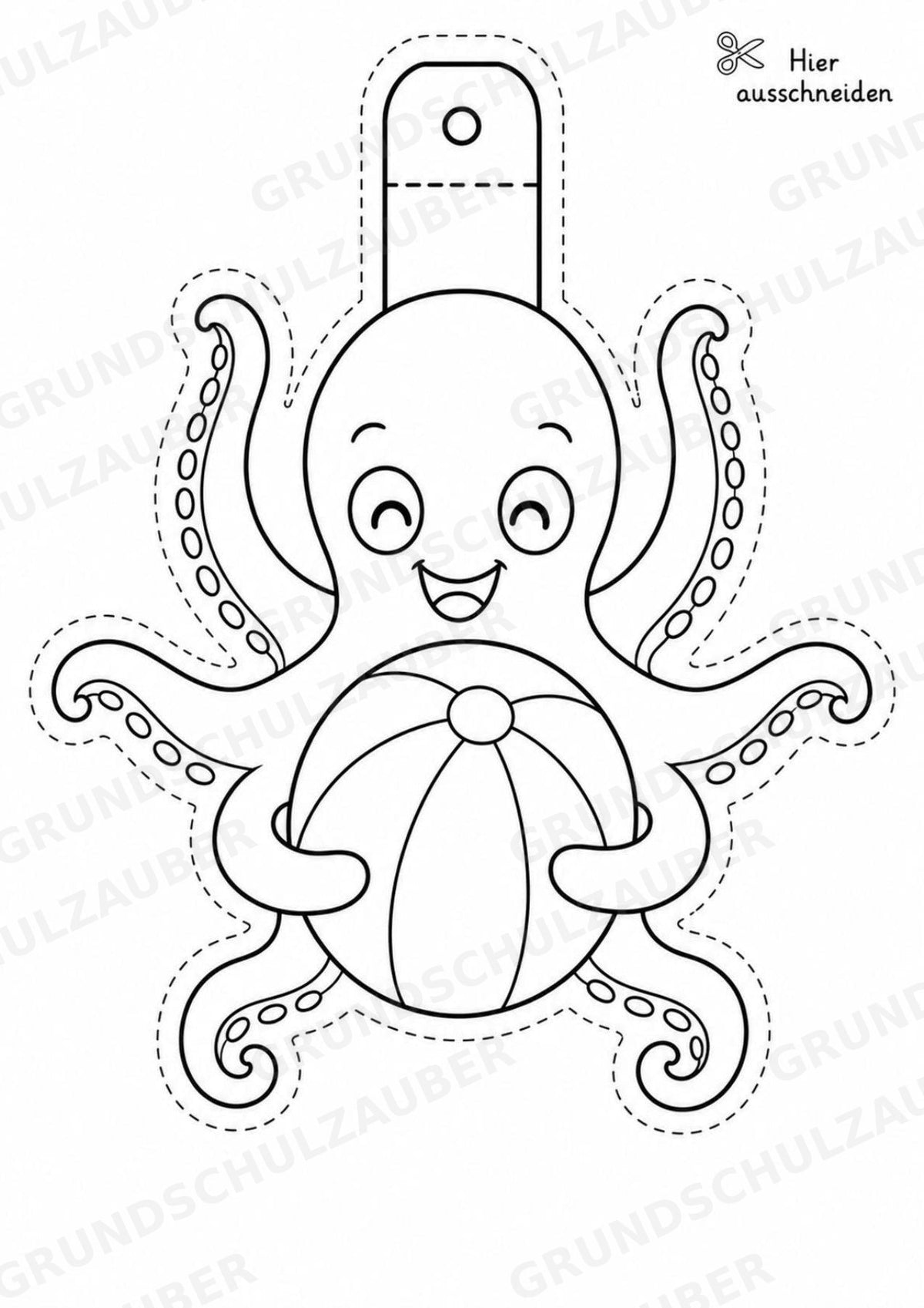 Oktopus – Fensterdeko – Basteln – Ausmalbild – Ausschneiden – 15 Vorlagen – Materialseite 13