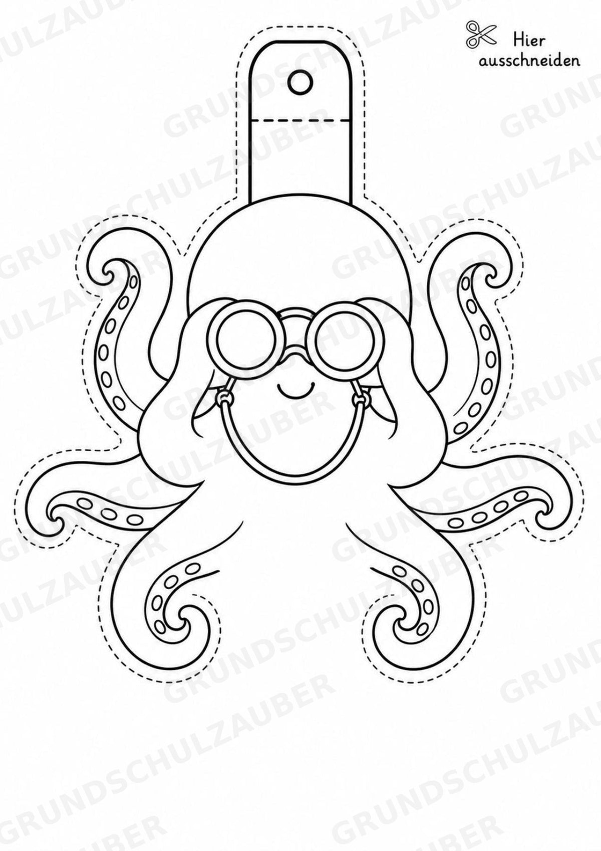 Oktopus – Fensterdeko – Basteln – Ausmalbild – Ausschneiden – 15 Vorlagen – Materialseite 14