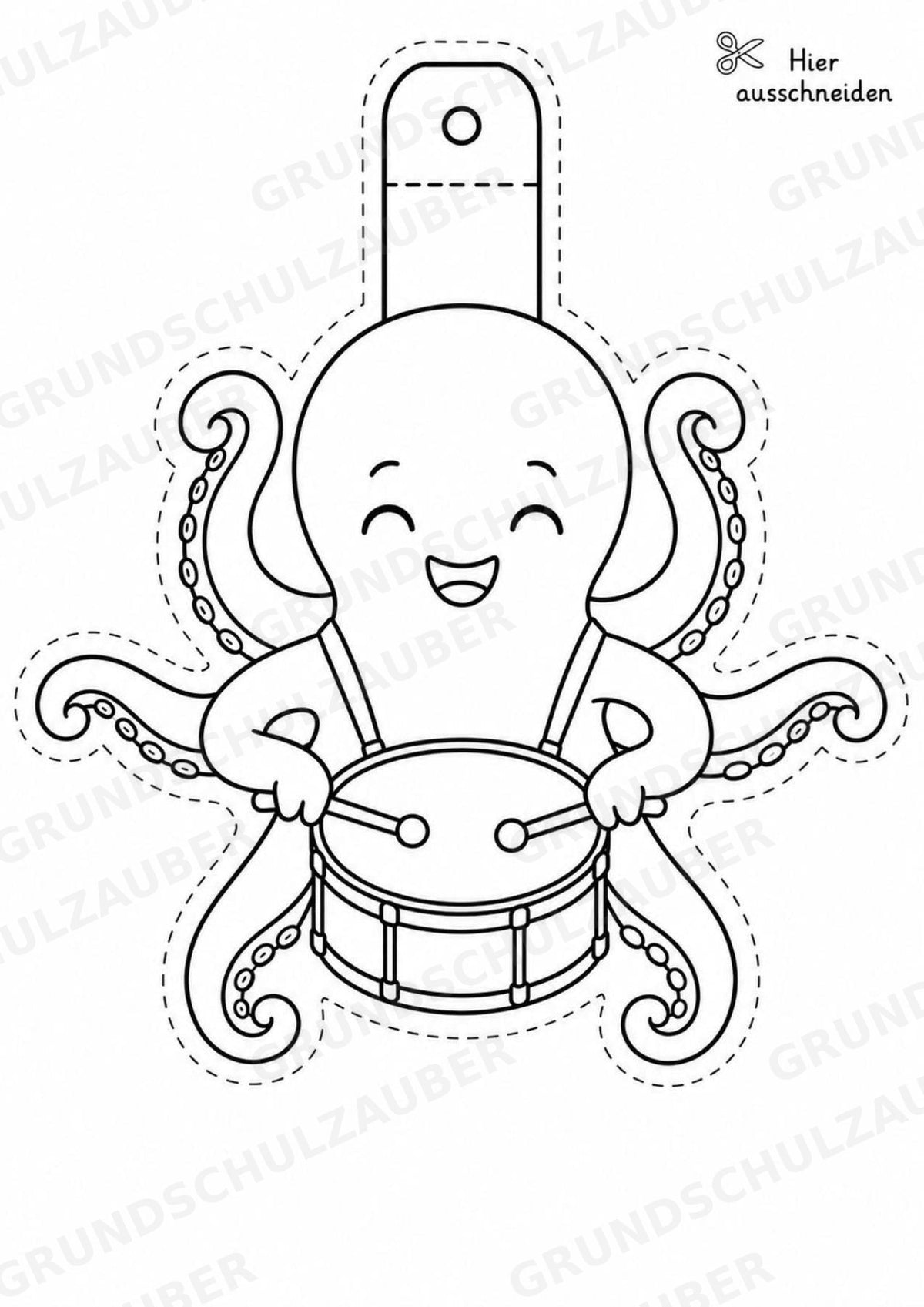Oktopus – Fensterdeko – Basteln – Ausmalbild – Ausschneiden – 15 Vorlagen – Materialseite 15