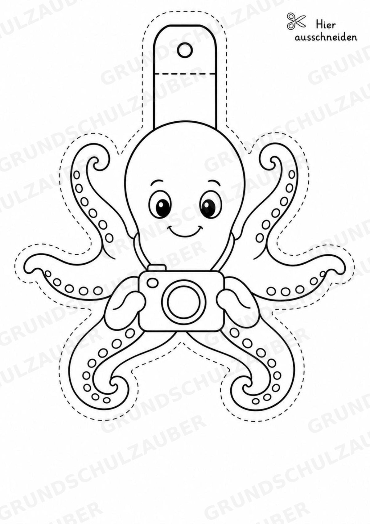 Oktopus – Fensterdeko – Basteln – Ausmalbild – Ausschneiden – 15 Vorlagen – Materialseite 16