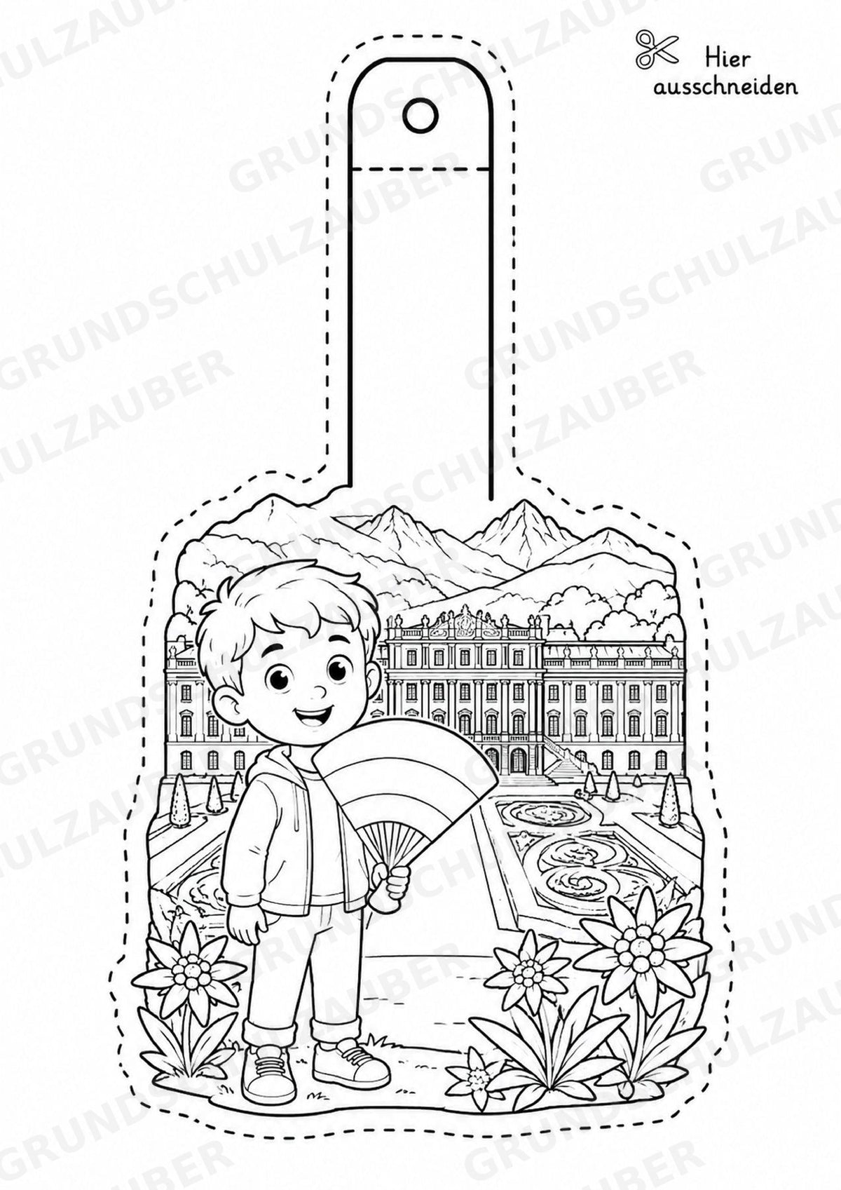 Österreich – Fensterdeko – Basteln – Ausmalbild – Ausschneiden – 15 Vorlagen – Materialseite 2