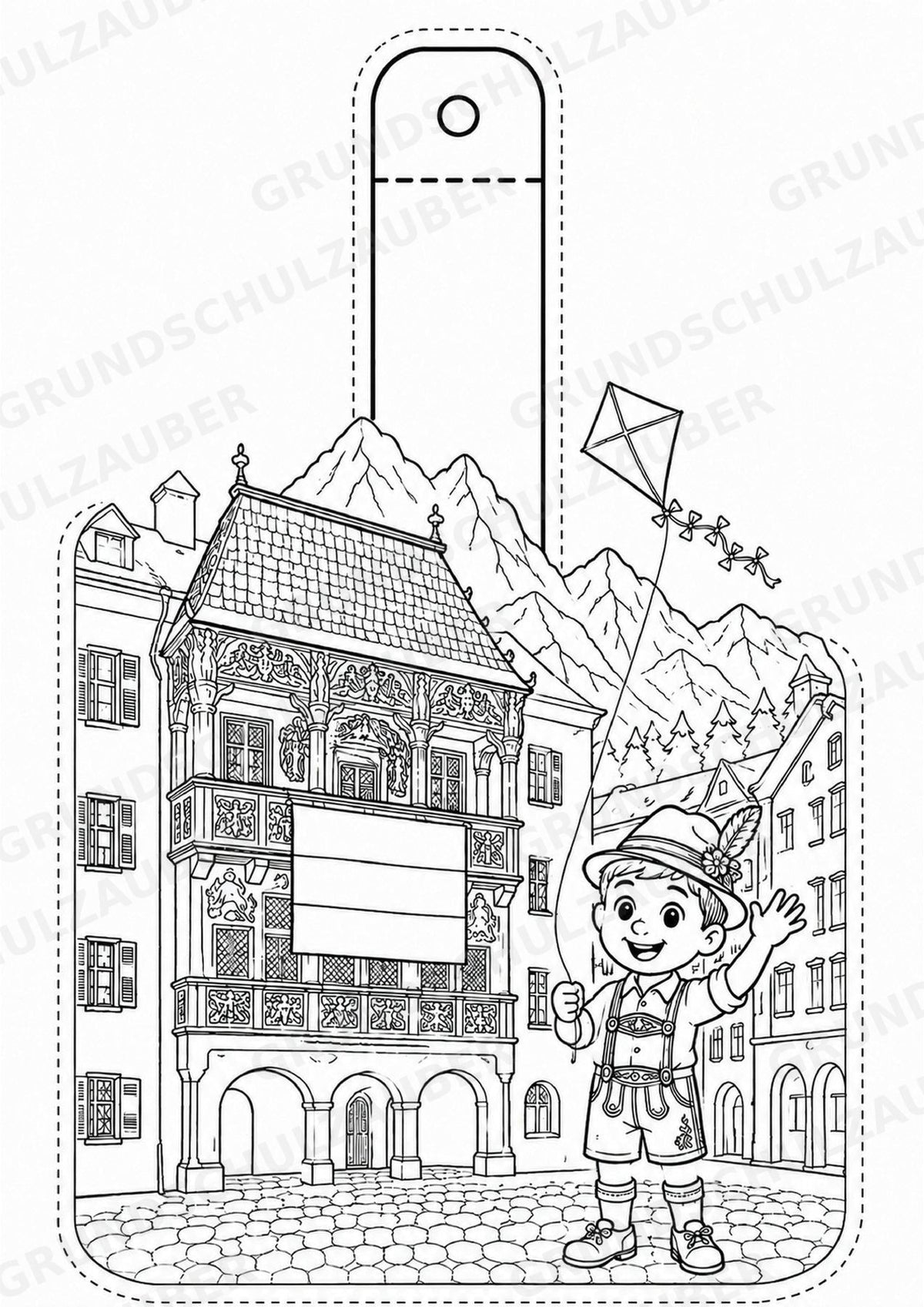 Österreich – Fensterdeko – Basteln – Ausmalbild – Ausschneiden – 15 Vorlagen – Materialseite 16