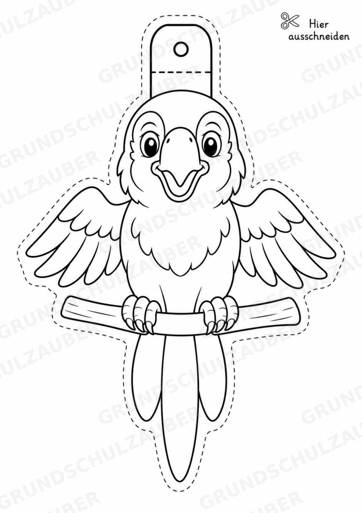Papagei – Fensterdeko – Basteln – Ausmalbild – Ausschneiden – 15 Vorlagen – Materialseite 2