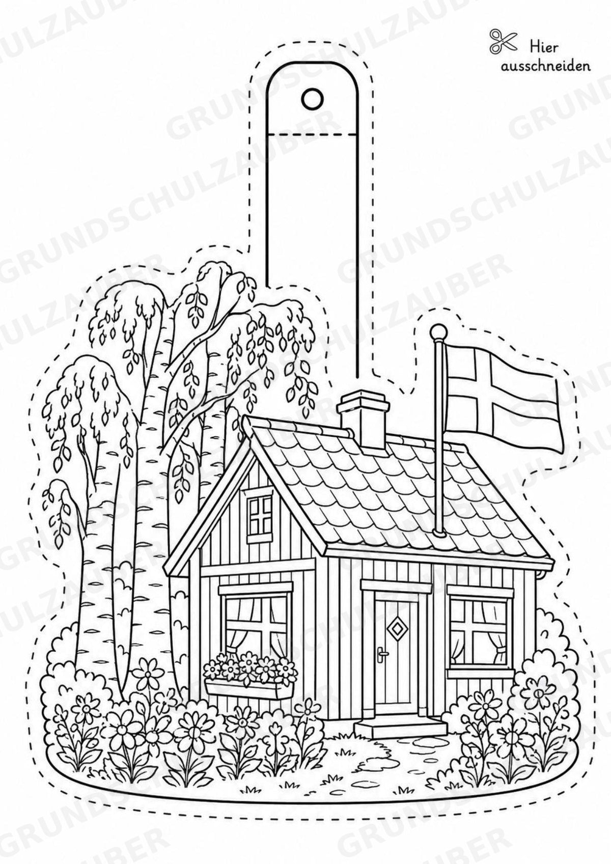 Schweden – Fensterdeko – Basteln – Ausmalbild – Ausschneiden – 15 Vorlagen – Materialseite 5