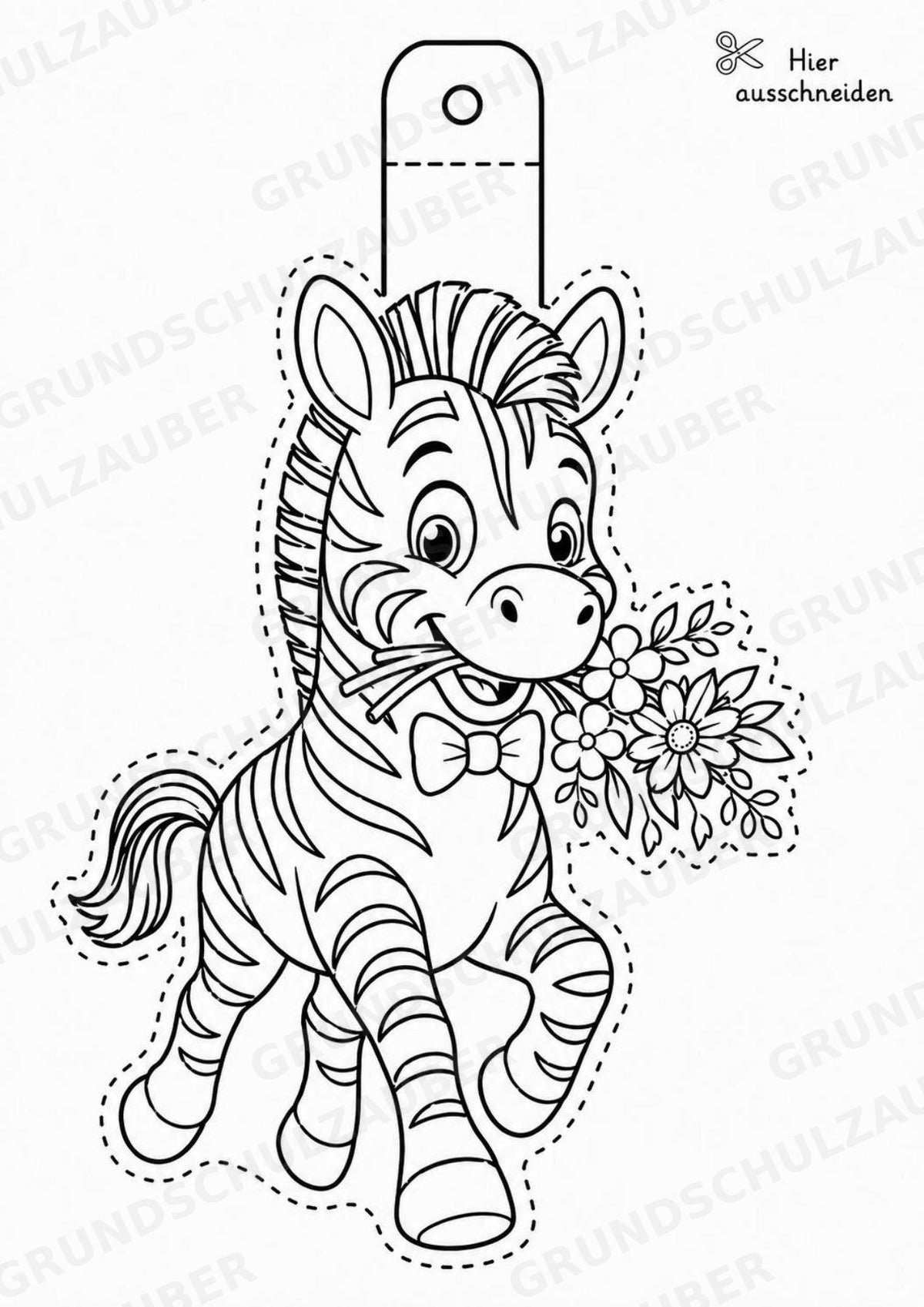 Zebra – Fensterdeko – Basteln – Ausmalbild – Ausschneiden – 15 Vorlagen – Materialseite 2