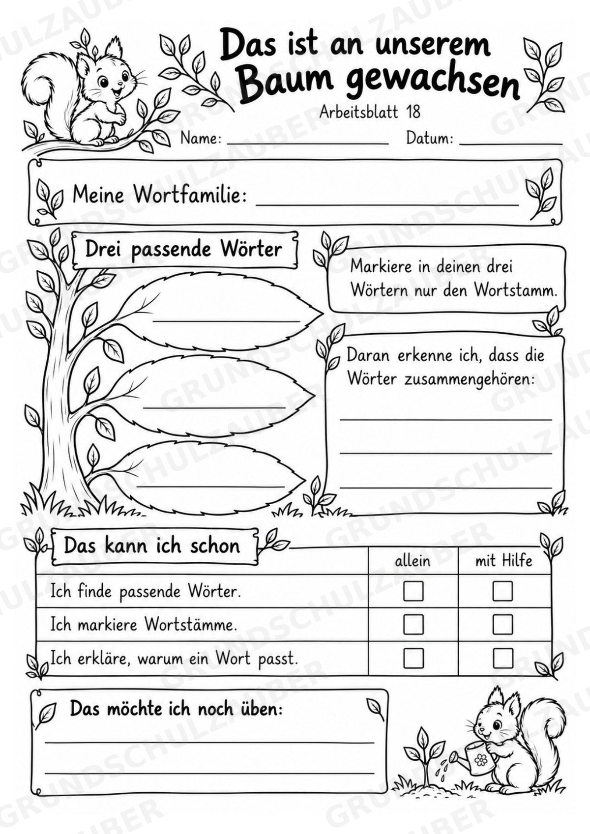 Wortfamilien-Baum: Wortstämme üben | 18 Arbeitsblätter & Klassenplakat | Deutsch Klasse 2–3 | 3-Fach Differenzierung – Materialseite 22