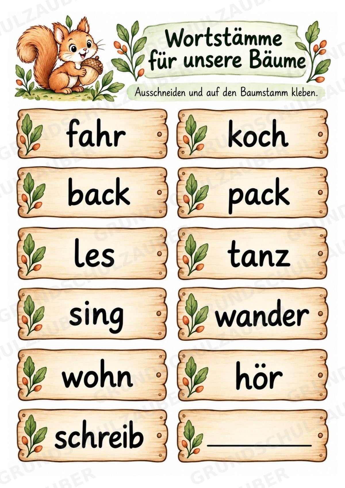 Wortfamilien-Baum: Wortstämme üben | 18 Arbeitsblätter & Klassenplakat | Deutsch Klasse 2–3 | 3-Fach Differenzierung – Materialseite 32