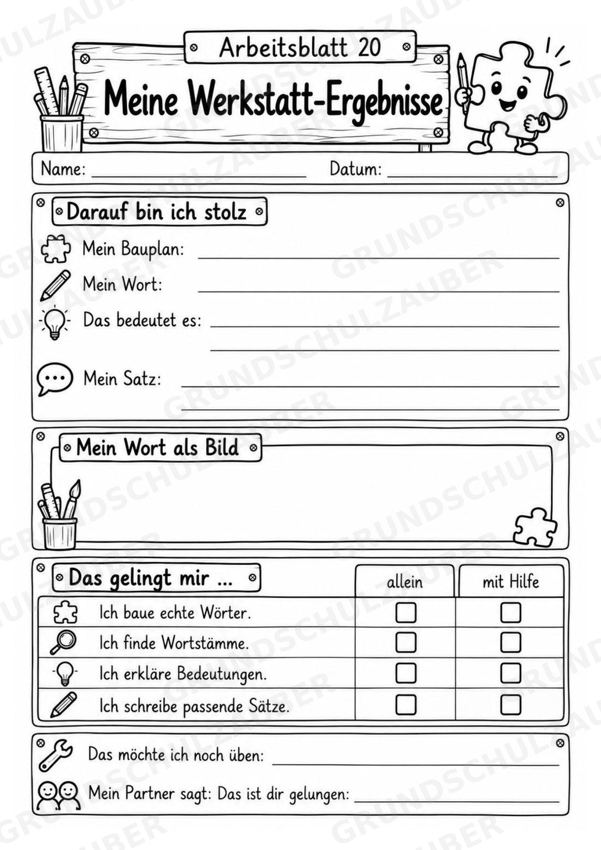 Die Wörterwerkstatt | Wortbausteine, Wortbildung & Wortstamm | Wortfamilien, Vorsilben & Nachsilben | 20 Arbeitsblätter Deutsch Klasse 2–3 – Materialseite 24