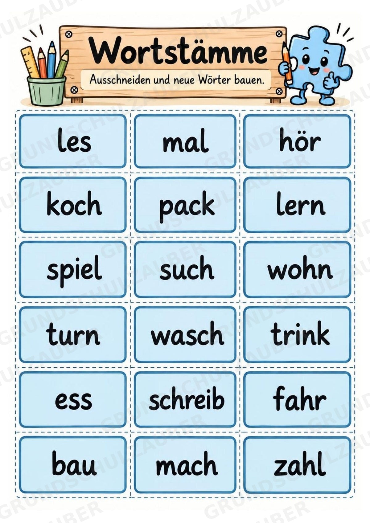 Die Wörterwerkstatt | Wortbausteine, Wortbildung & Wortstamm | Wortfamilien, Vorsilben & Nachsilben | 20 Arbeitsblätter Deutsch Klasse 2–3 – Materialseite 27