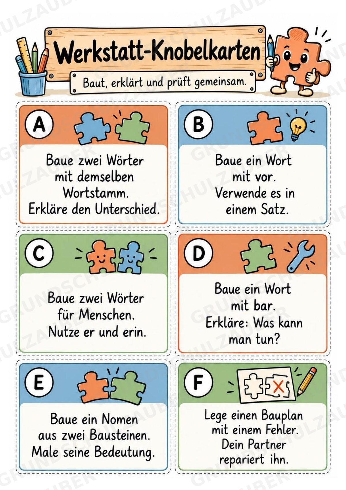 Die Wörterwerkstatt | Wortbausteine, Wortbildung & Wortstamm | Wortfamilien, Vorsilben & Nachsilben | 20 Arbeitsblätter Deutsch Klasse 2–3 – Materialseite 31