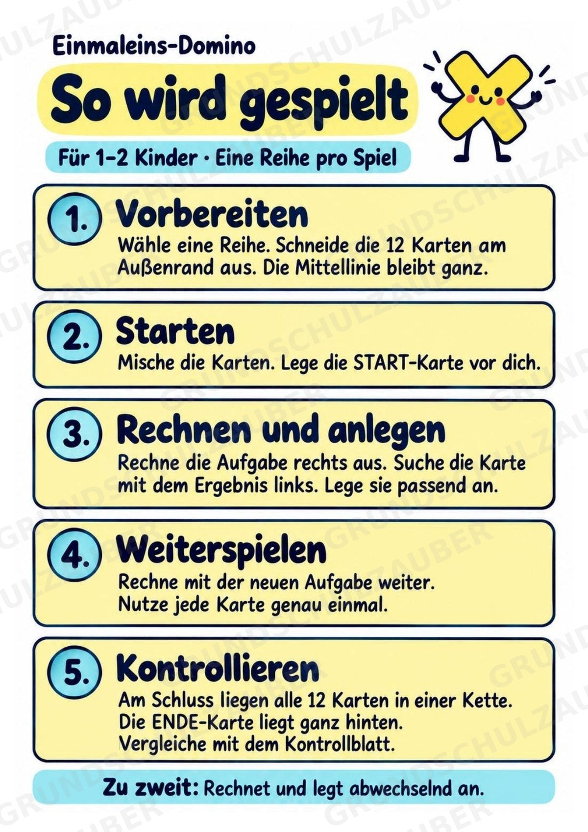 Einmaleins-Domino | 9 Rechenspiele zu den Reihen 2–10 | Mathe Klasse 2–3 | Mit Lösungen – Materialseite 2