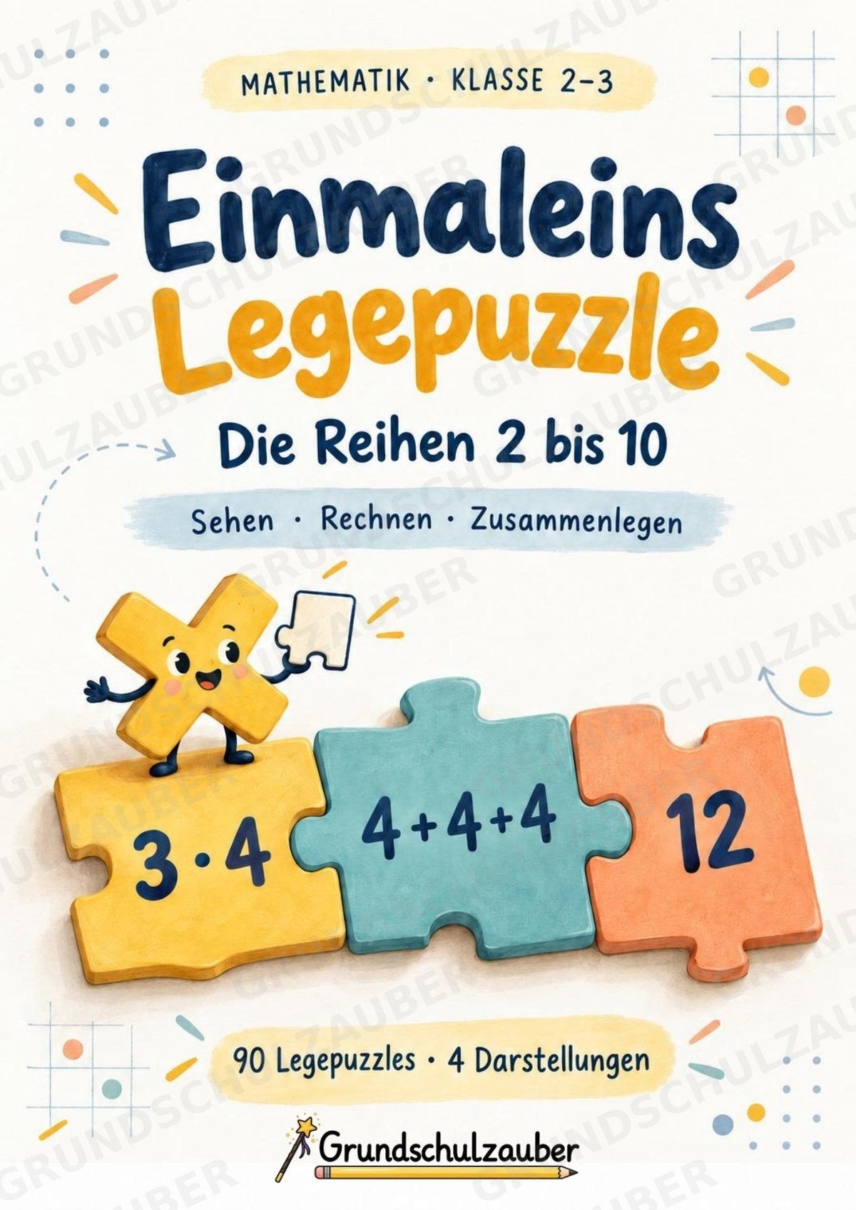 Einmaleins-Legepuzzle | 90 Lernpuzzles zum kleinen 1x1 | Reihen 2–10 | Mathematik Klasse 2–3 – Cover