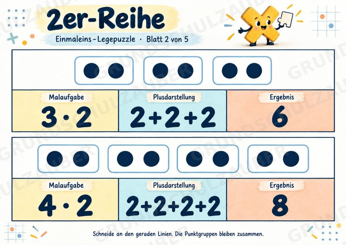 Einmaleins-Legepuzzle | 90 Lernpuzzles zum kleinen 1x1 | Reihen 2–10 | Mathematik Klasse 2–3 – Materialseite 4