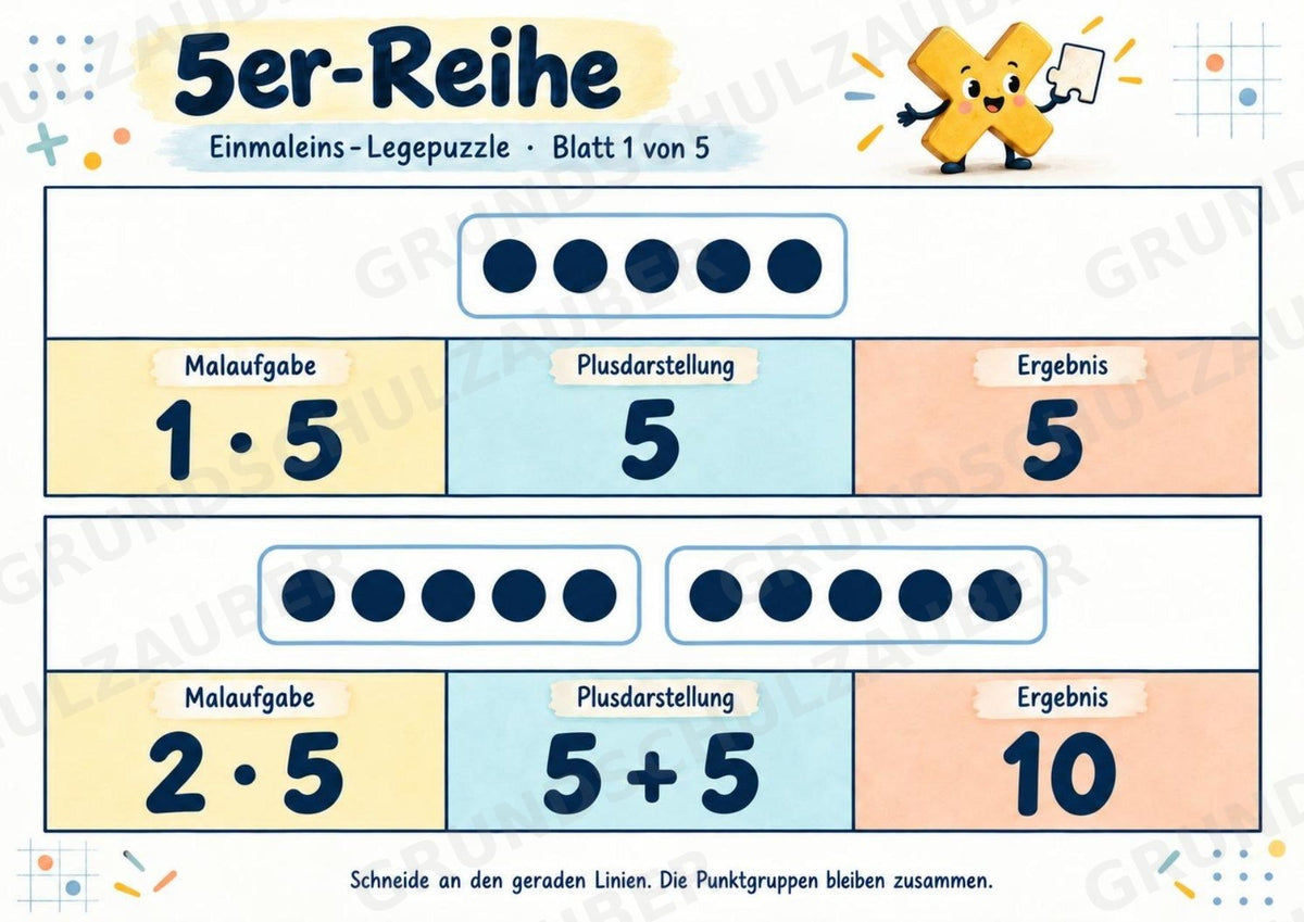 Einmaleins-Legepuzzle | 90 Lernpuzzles zum kleinen 1x1 | Reihen 2–10 | Mathematik Klasse 2–3 – Materialseite 18