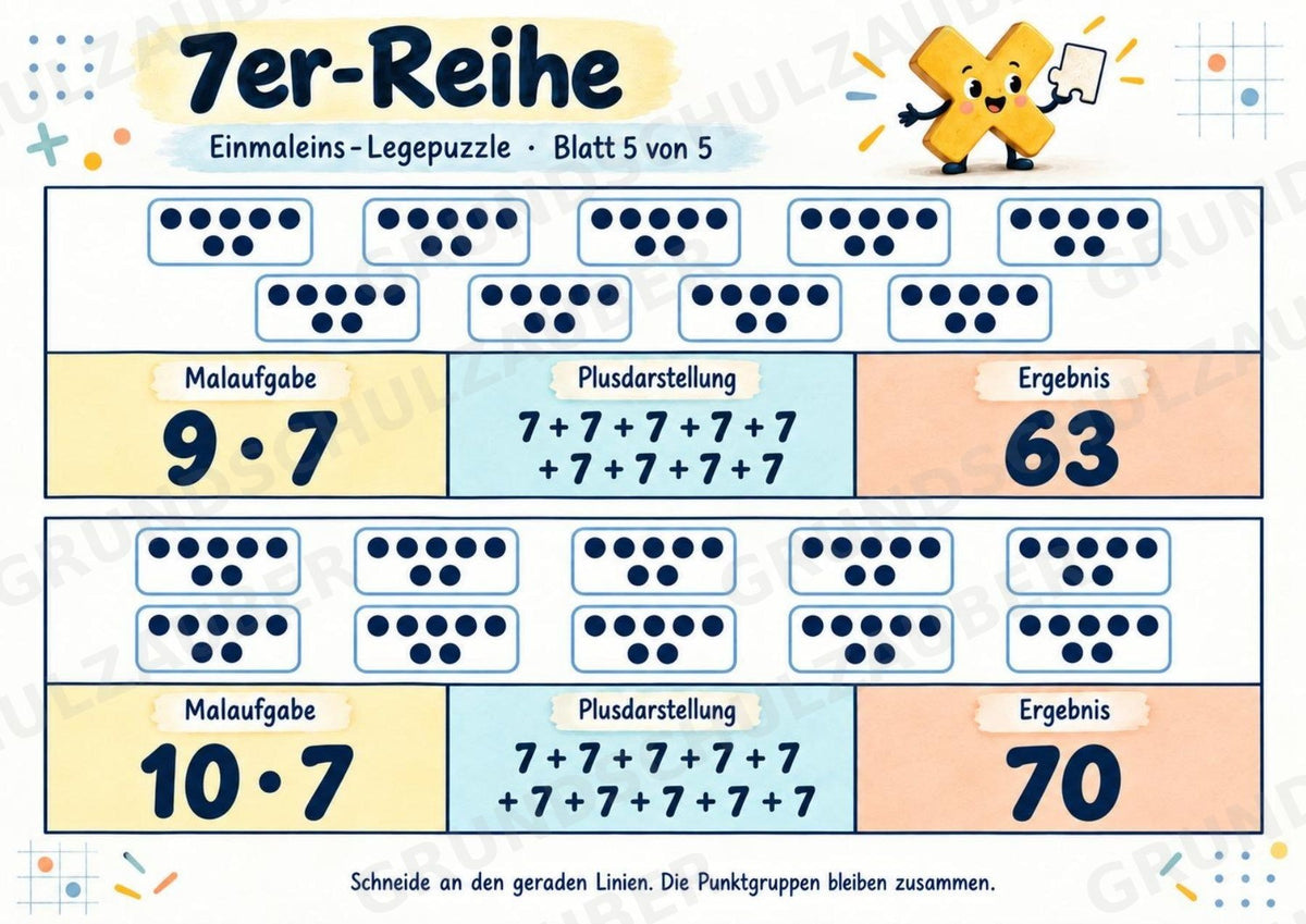 Einmaleins-Legepuzzle | 90 Lernpuzzles zum kleinen 1x1 | Reihen 2–10 | Mathematik Klasse 2–3 – Materialseite 32