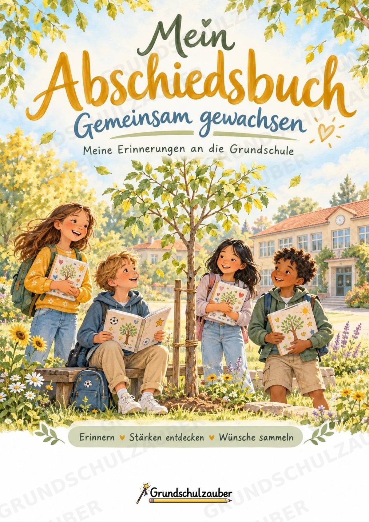 Abschiedsbuch Grundschule Klasse 4 | Gemeinsam gewachsen – Erinnerungsbaum, Freundeseiten und Mutmachkarten – Cover