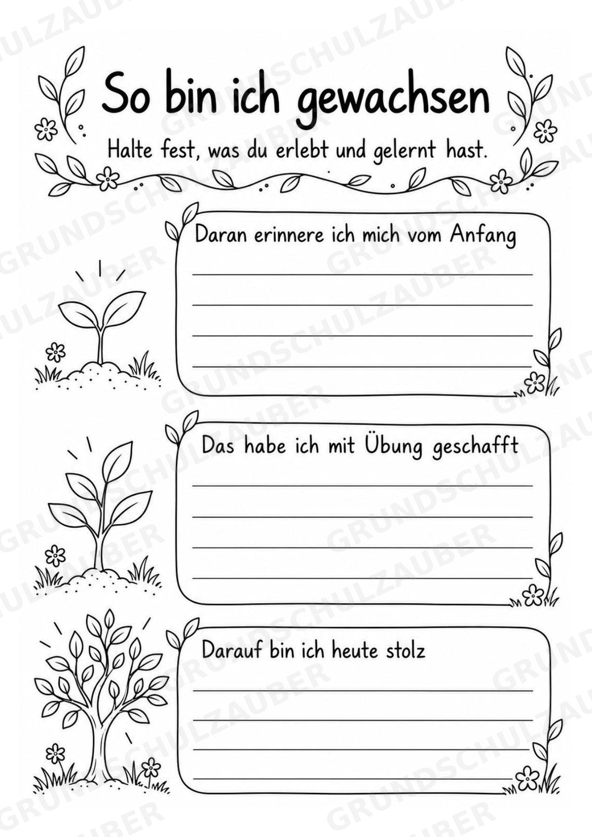 Abschiedsbuch Grundschule Klasse 4 | Gemeinsam gewachsen – Erinnerungsbaum, Freundeseiten und Mutmachkarten – Materialseite 4