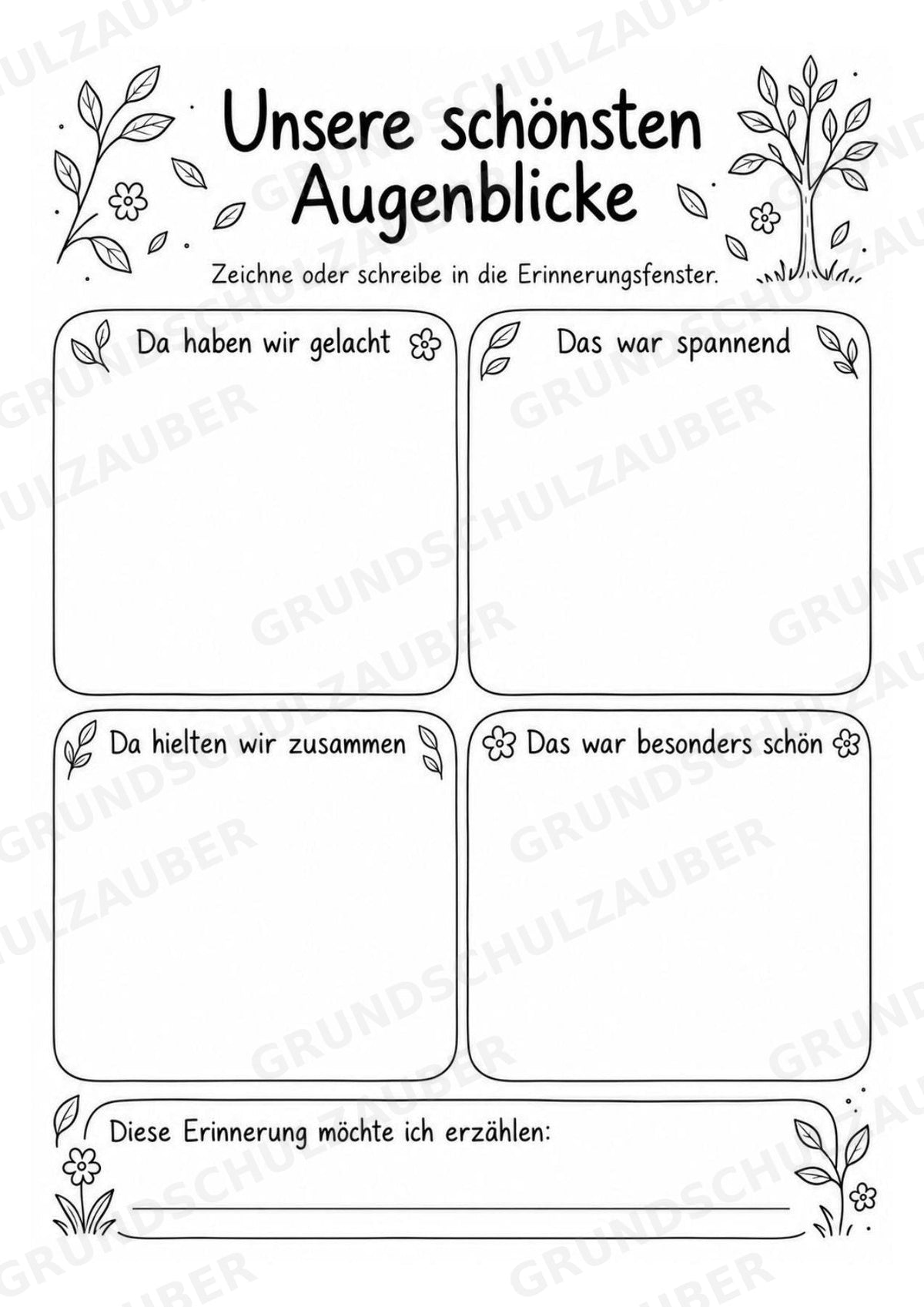 Abschiedsbuch Grundschule Klasse 4 | Gemeinsam gewachsen – Erinnerungsbaum, Freundeseiten und Mutmachkarten – Materialseite 6