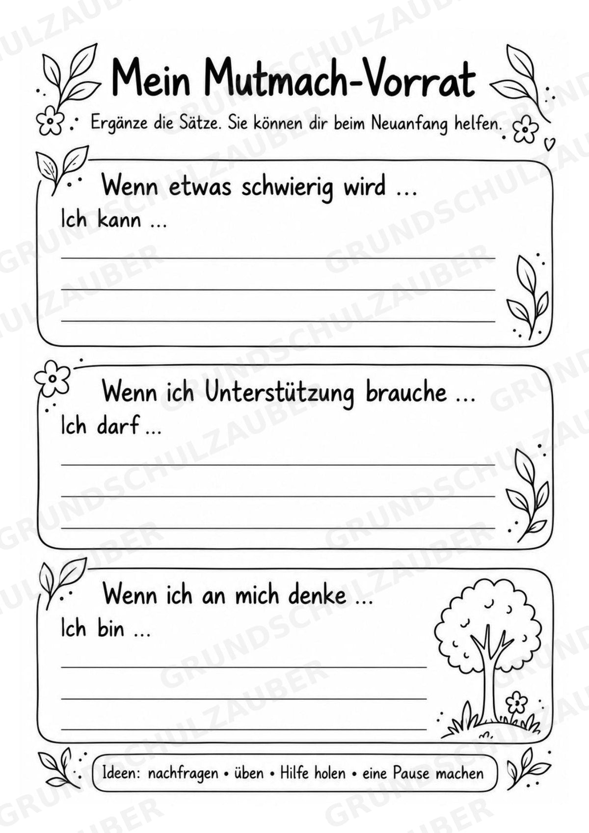 Abschiedsbuch Grundschule Klasse 4 | Gemeinsam gewachsen – Erinnerungsbaum, Freundeseiten und Mutmachkarten – Materialseite 9