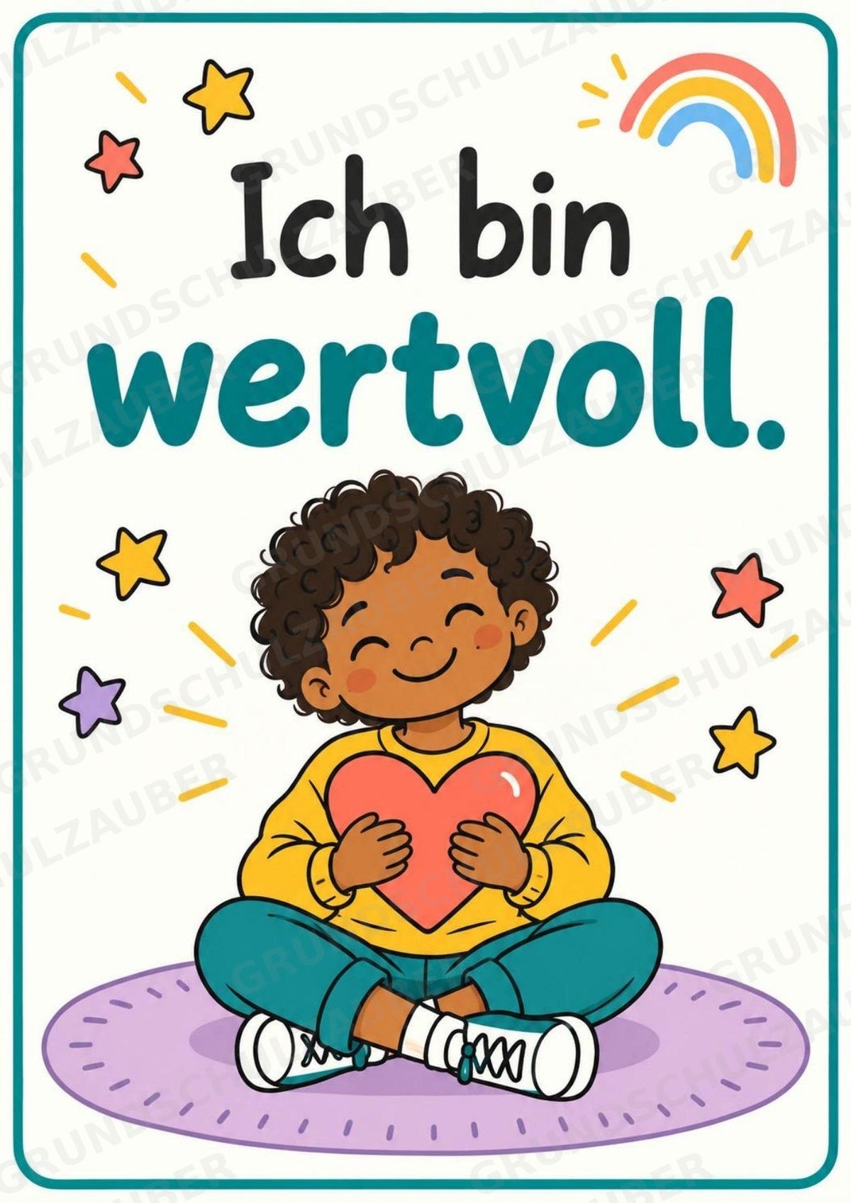 Ich bin ich! 10 Affirmationsposter für die Grundschule – Aquarell-Set – Materialseite 2