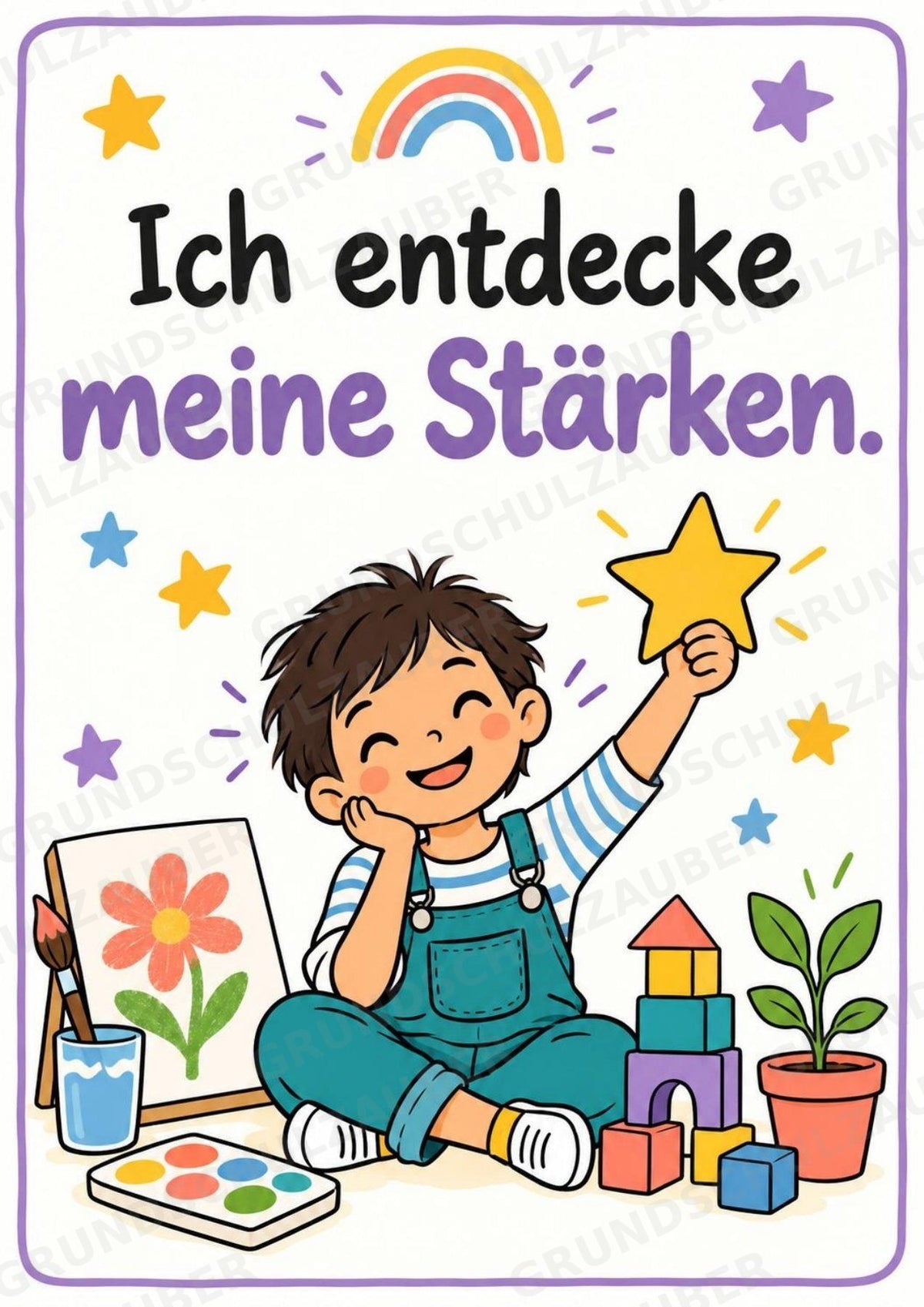 Ich bin ich! 10 Affirmationsposter für die Grundschule – Aquarell-Set – Materialseite 11